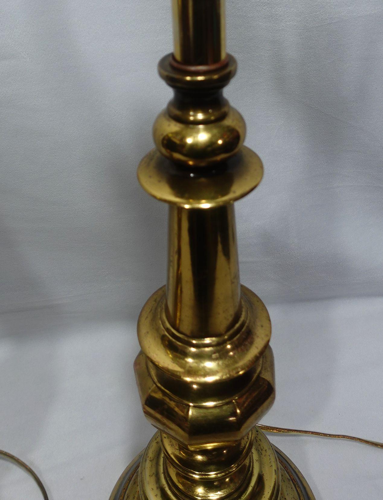 Hand-Crafted Pair of 1940's Stiffel Brass Table Lamps For Sale