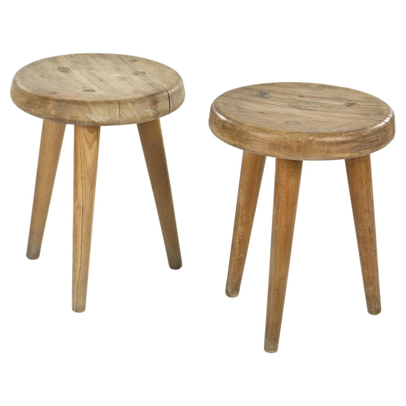 Pair of 1940s Stools in the manner of Charlotte Perriand For Sale