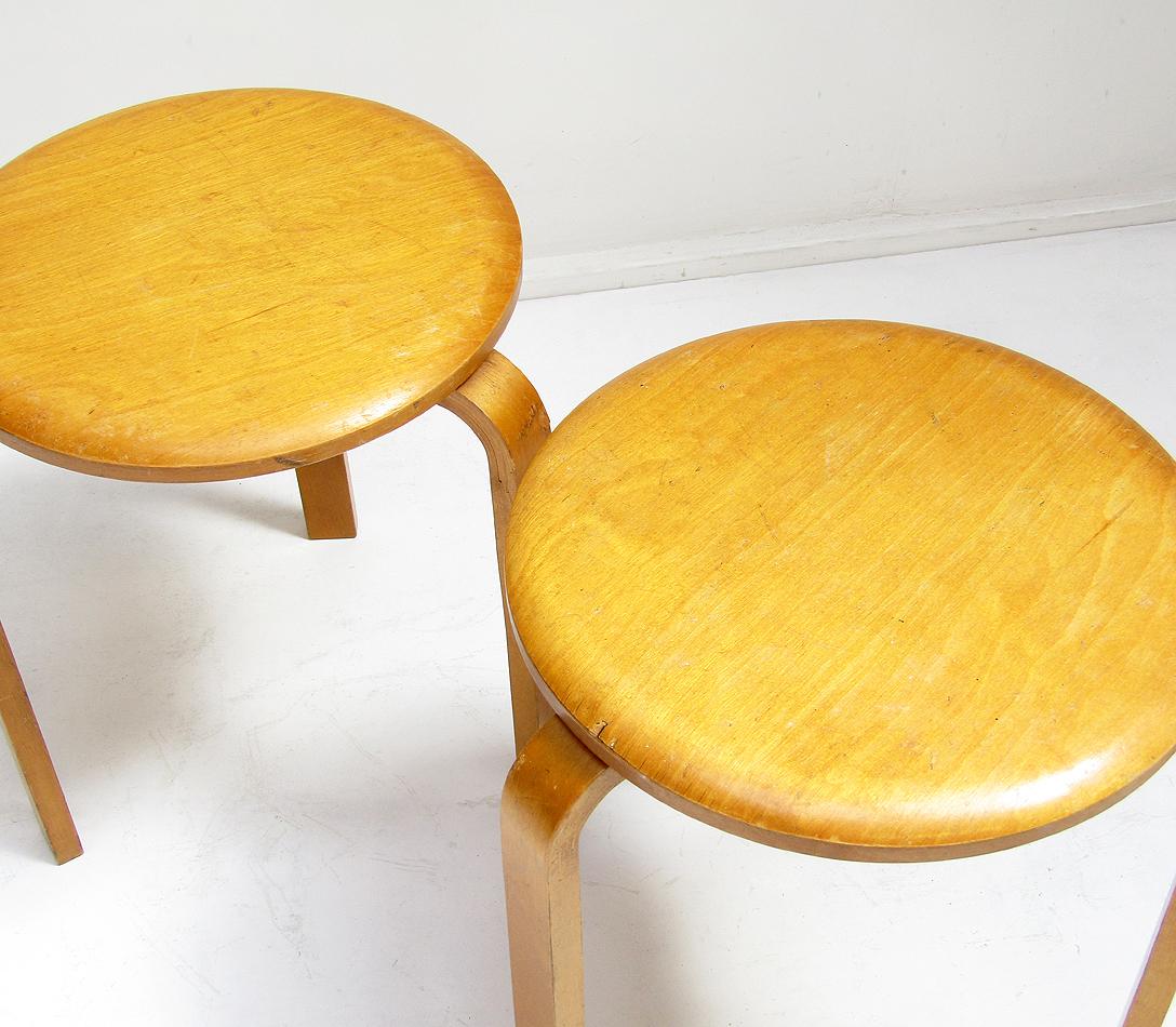 Pair of 1940s Swedish #60 Stools in Birch by Alvar Aalto for Artek-Pascoe 5