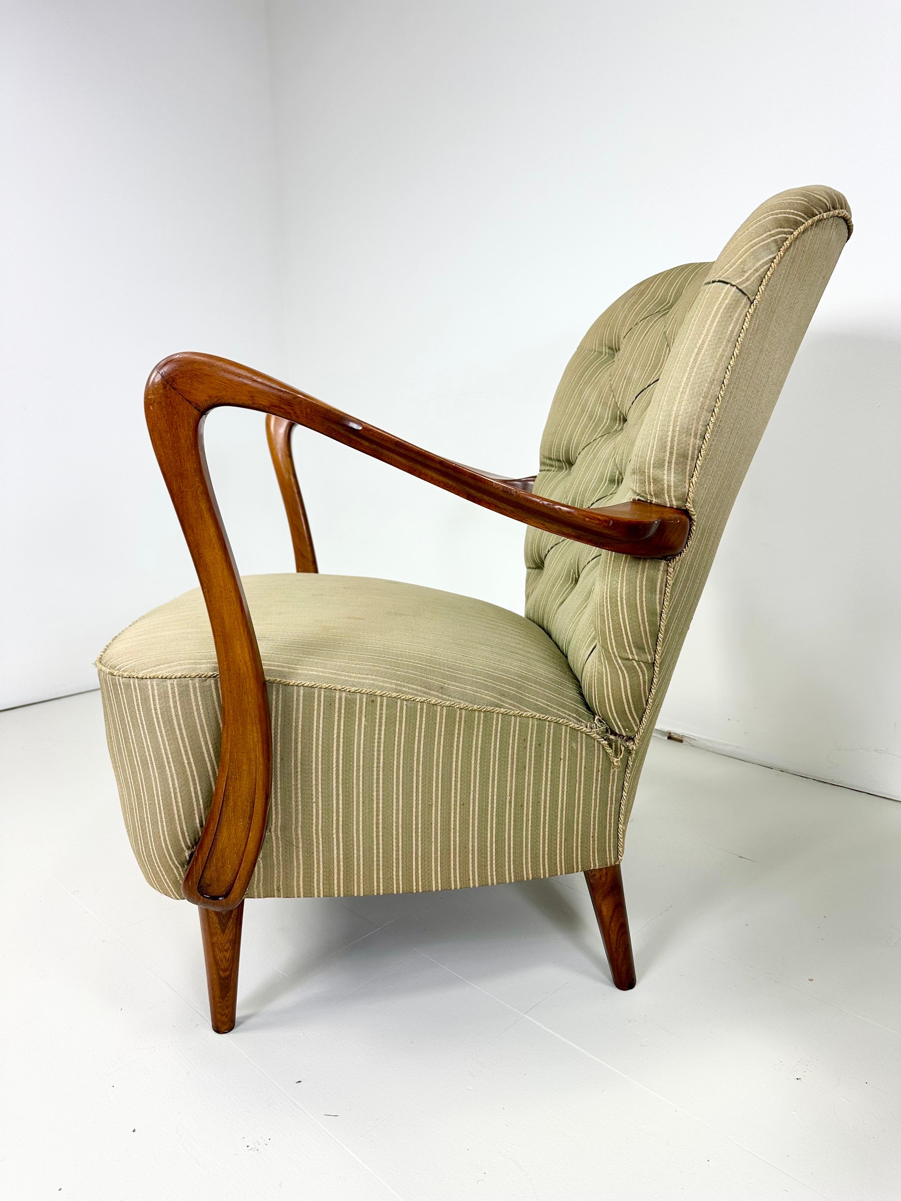 Pair of 1940’s Swedish Lounge Chairs In Good Condition For Sale In Turners Falls, MA