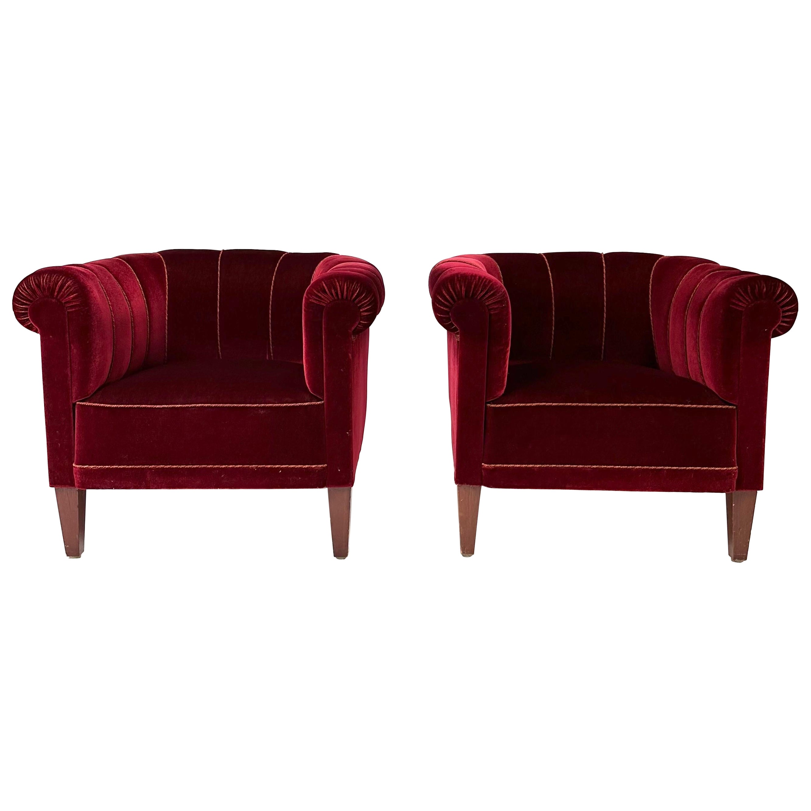 Pair of 1940's Swedish Lounge Chairs
