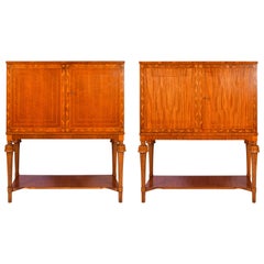Pair of 1940s Swedish Modern Mahogany Cabinets on Stand