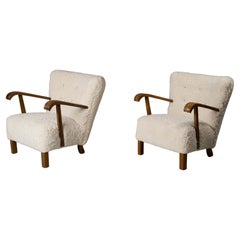 Pair of 1940s Swedish Shearling Chairs