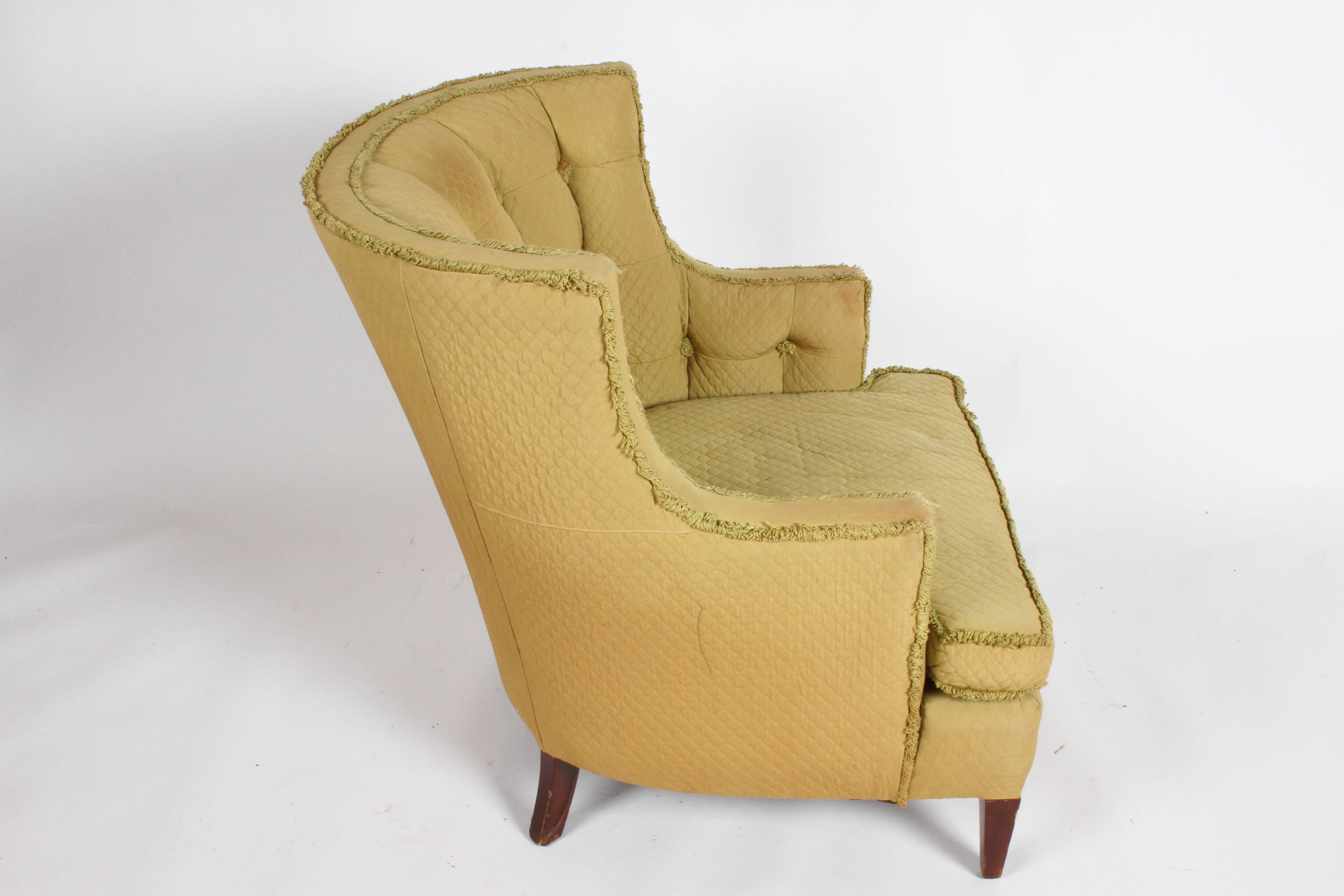 Hollywood Regency Pair of 1940s Tomlinson Barrel Back Lounge Chairs