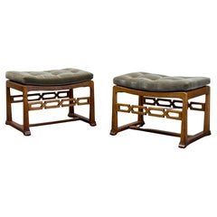 Pair of 1940s Upholstered Stools