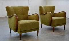 Pair of 1940's Viggo Boesen Style Danish Lounge Chairs in Cuban Mahogany