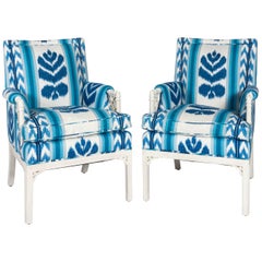 Pair of 1940s White Chinese Chippendale Armchairs