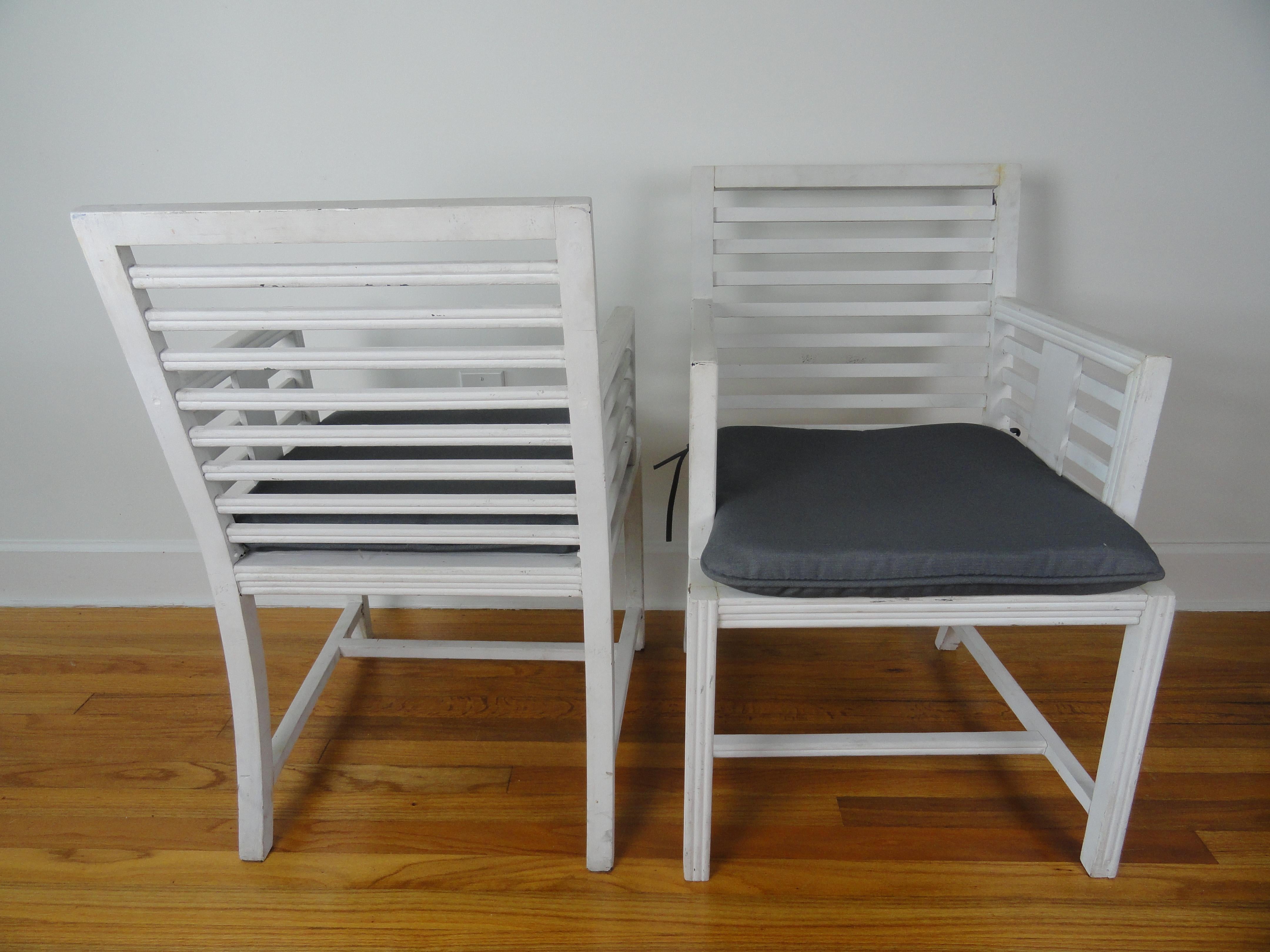 American Pair of 1940s Wood Slat Chairs For Sale
