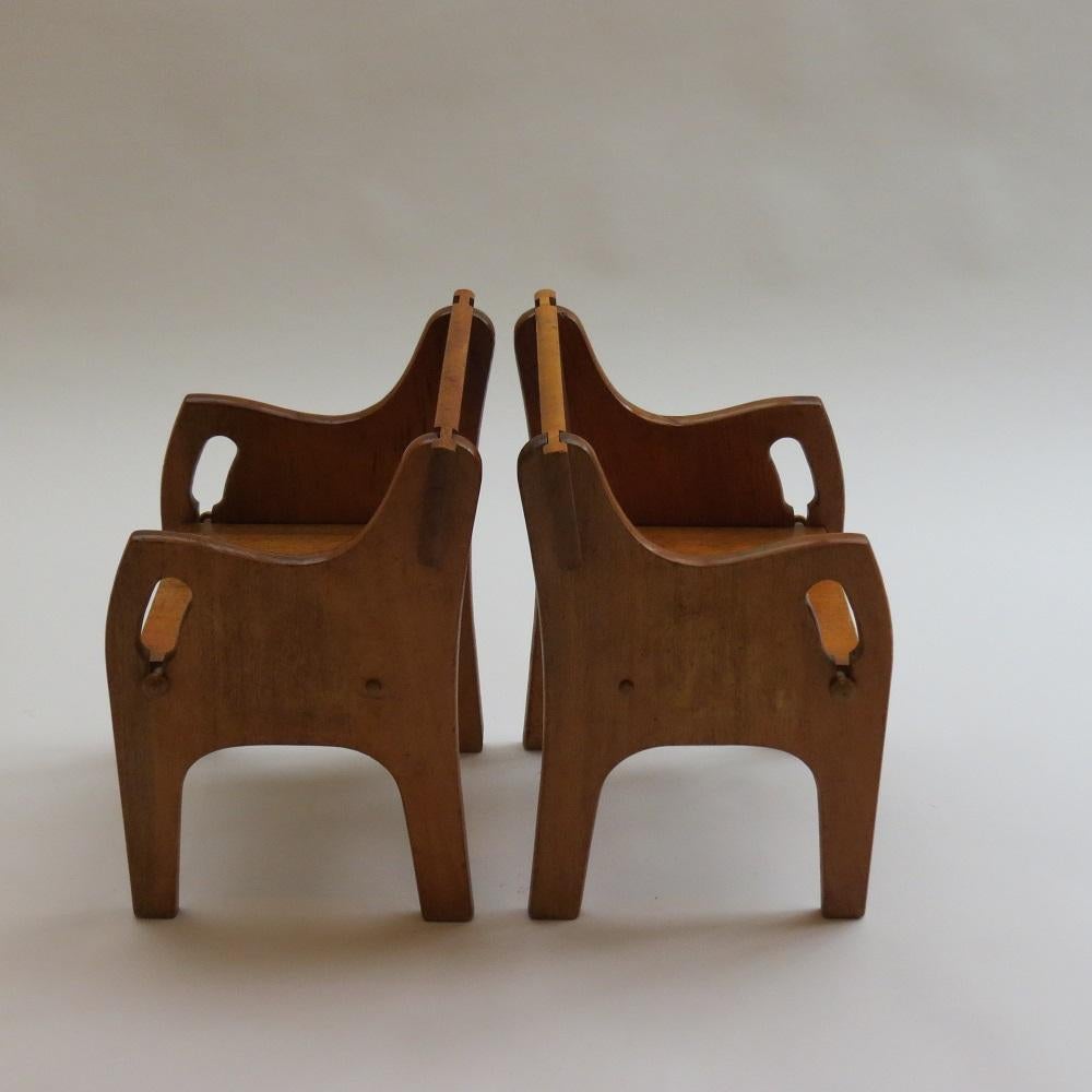 Mid-Century Modern Pair of 1940s Wooden Childs Chairs CC41