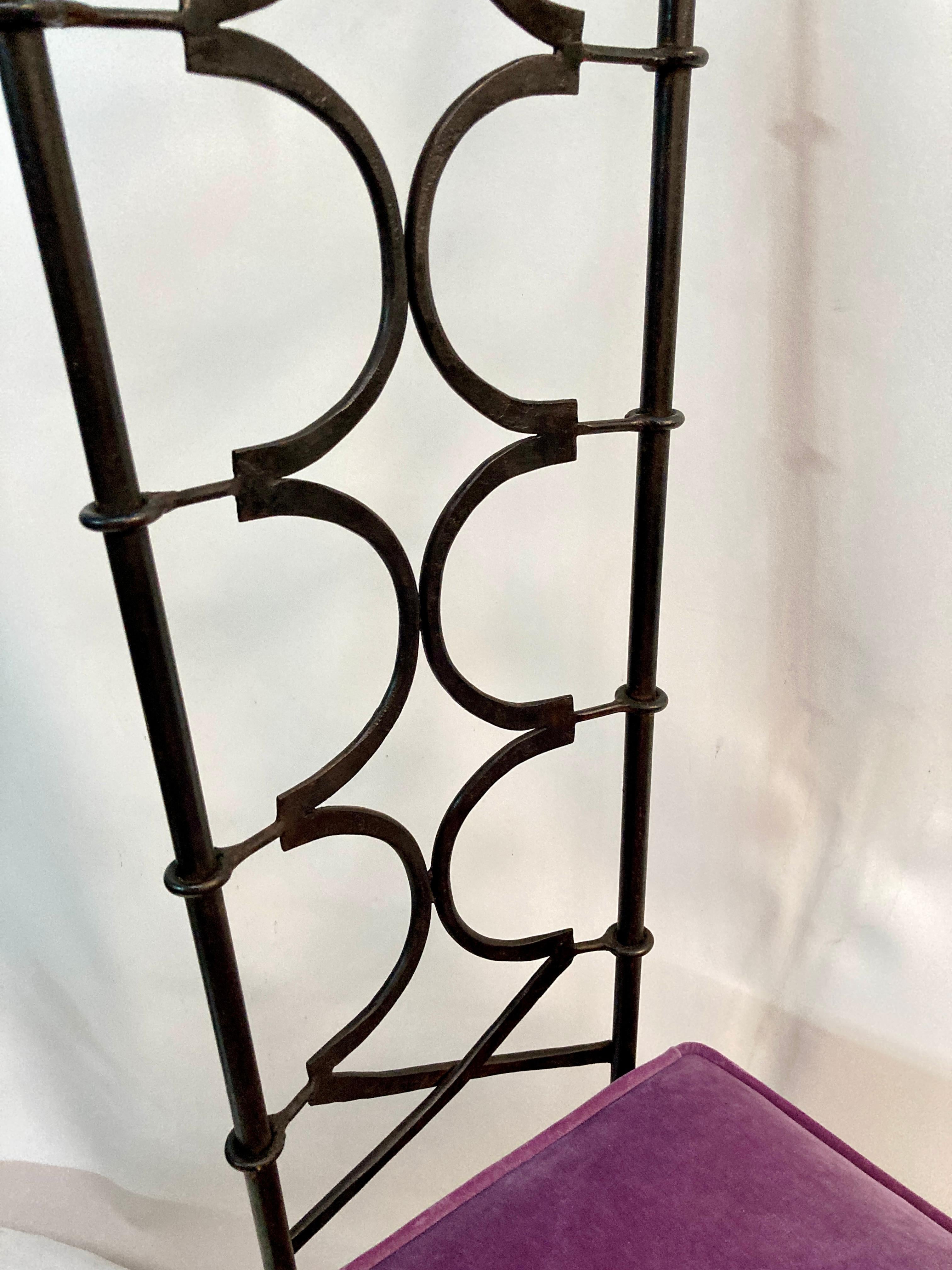 Mid-20th Century Pair of 1940's wrought iron chairs by René Drouet For Sale
