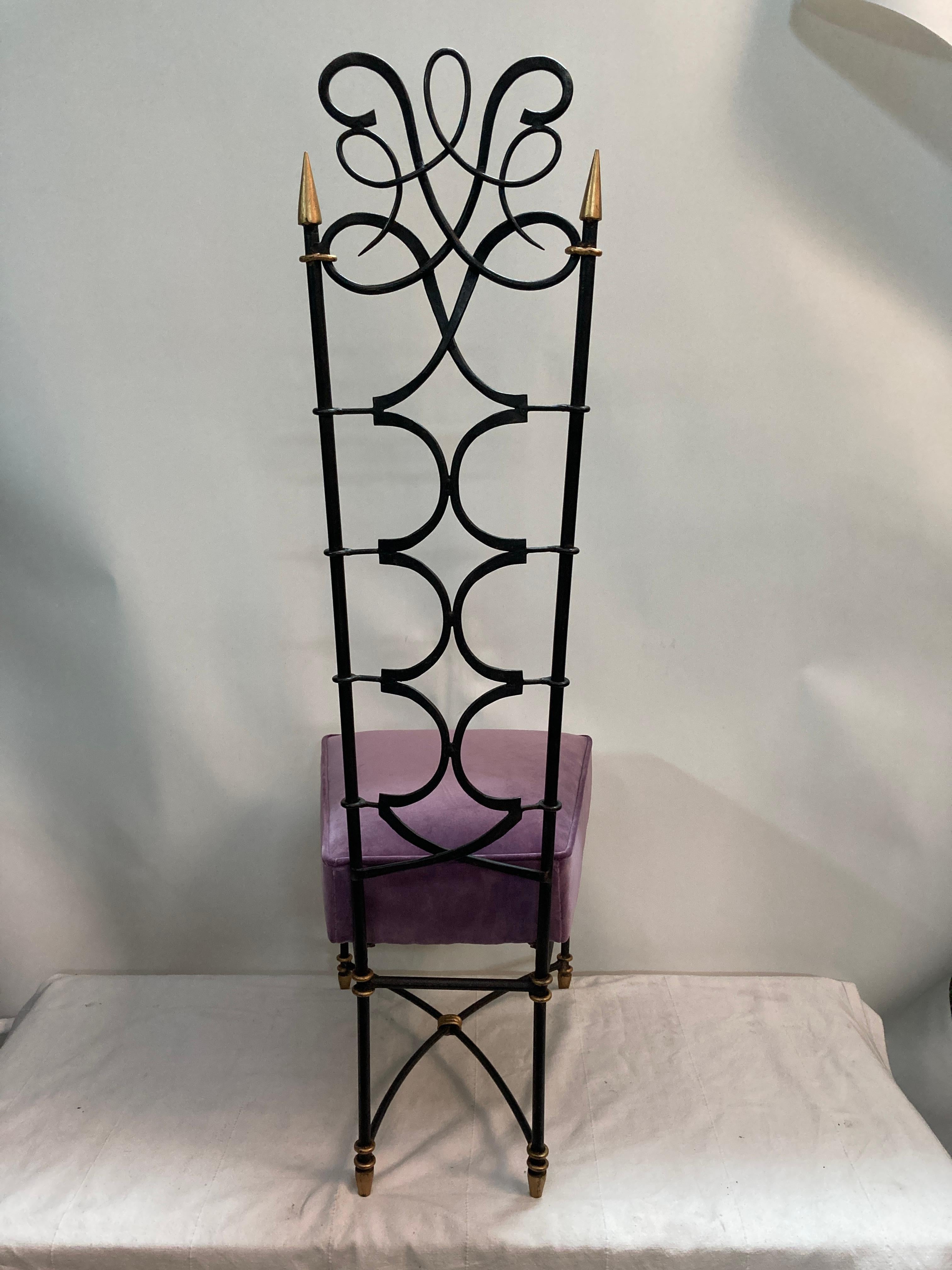 Pair of 1940's wrought iron chairs by René Drouet For Sale 2