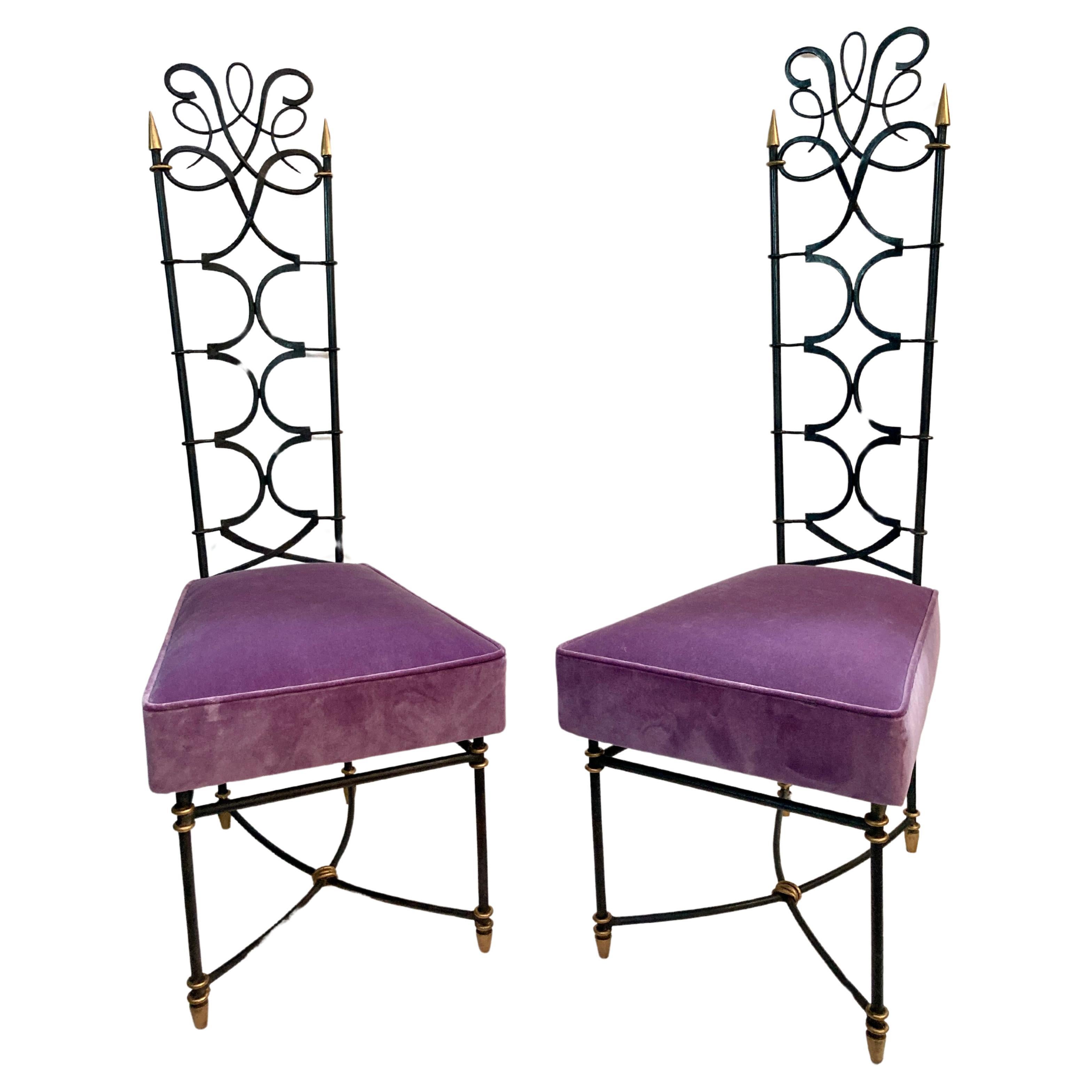 Pair of 1940's wrought iron chairs by René Drouet