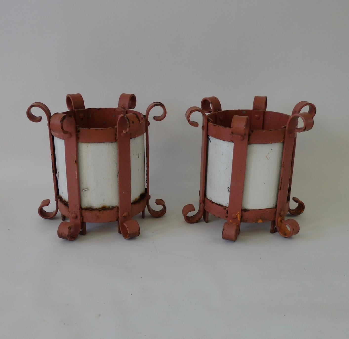 American Craftsman Pair of 1940s Wrought Iron Plant Stands or Holders For Sale