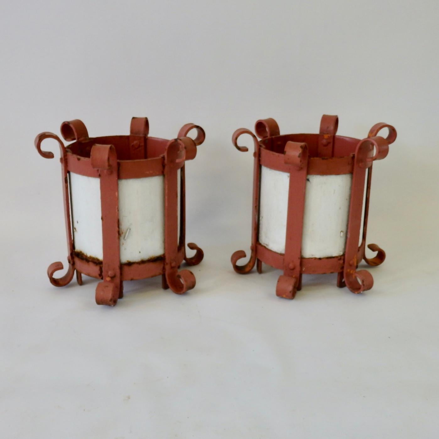 American Pair of 1940s Wrought Iron Plant Stands or Holders For Sale