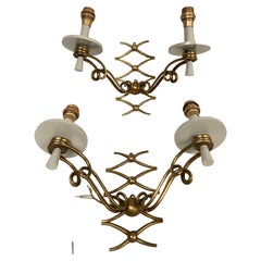 Pair of 1940's wrought iron sconces by René Prou