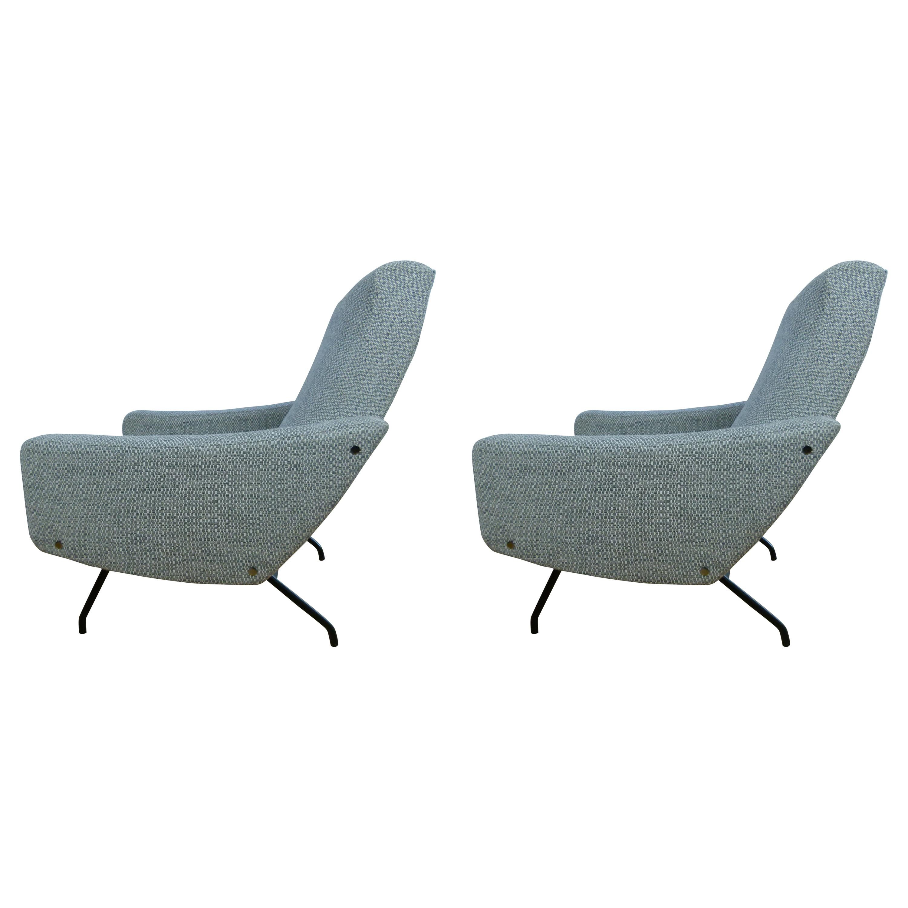 Pair of 1950 Armchairs by A.Motte, Steiner Edition