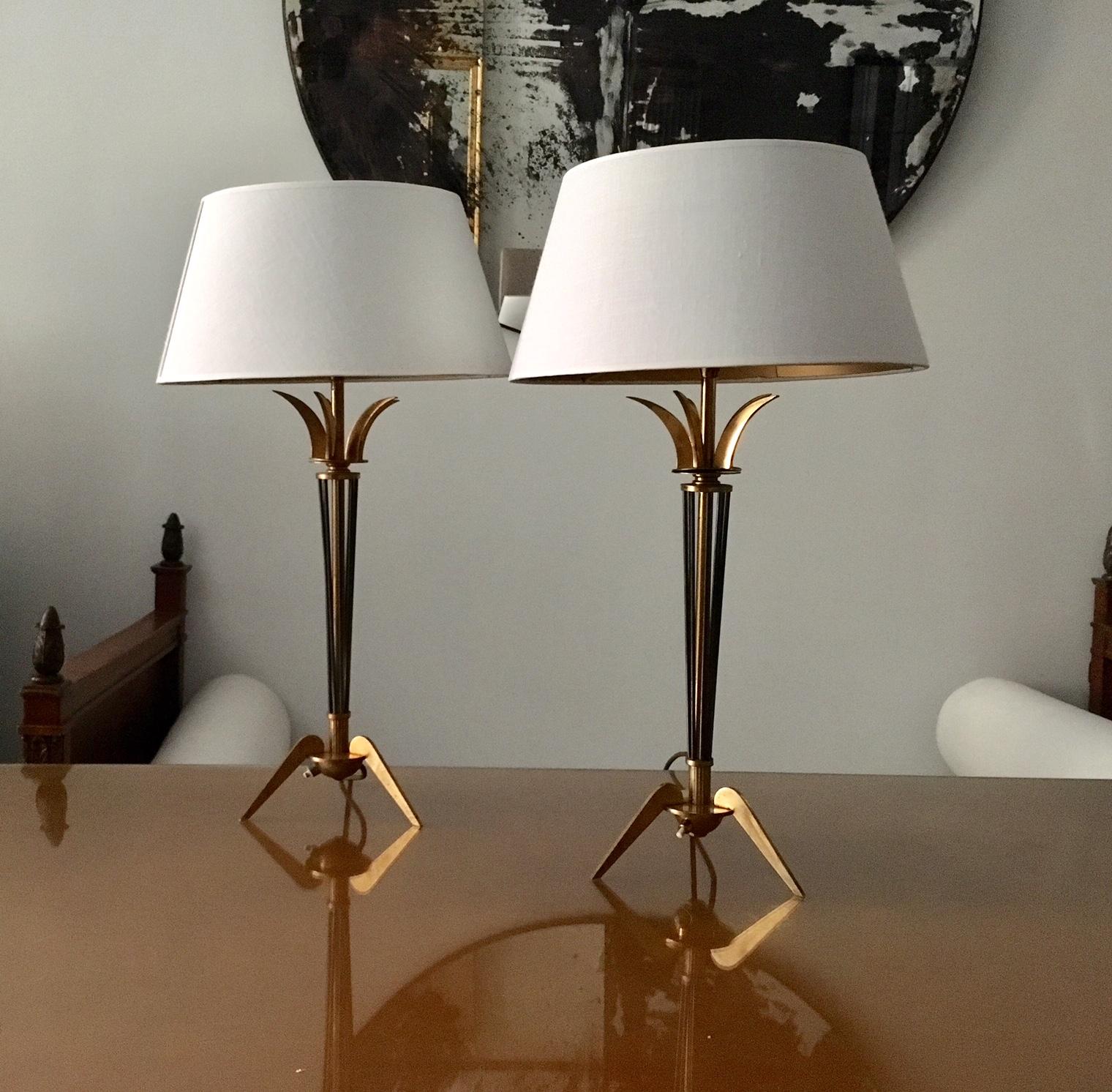 Pair of 1950 French Table Lamps by Maison Arlus 4