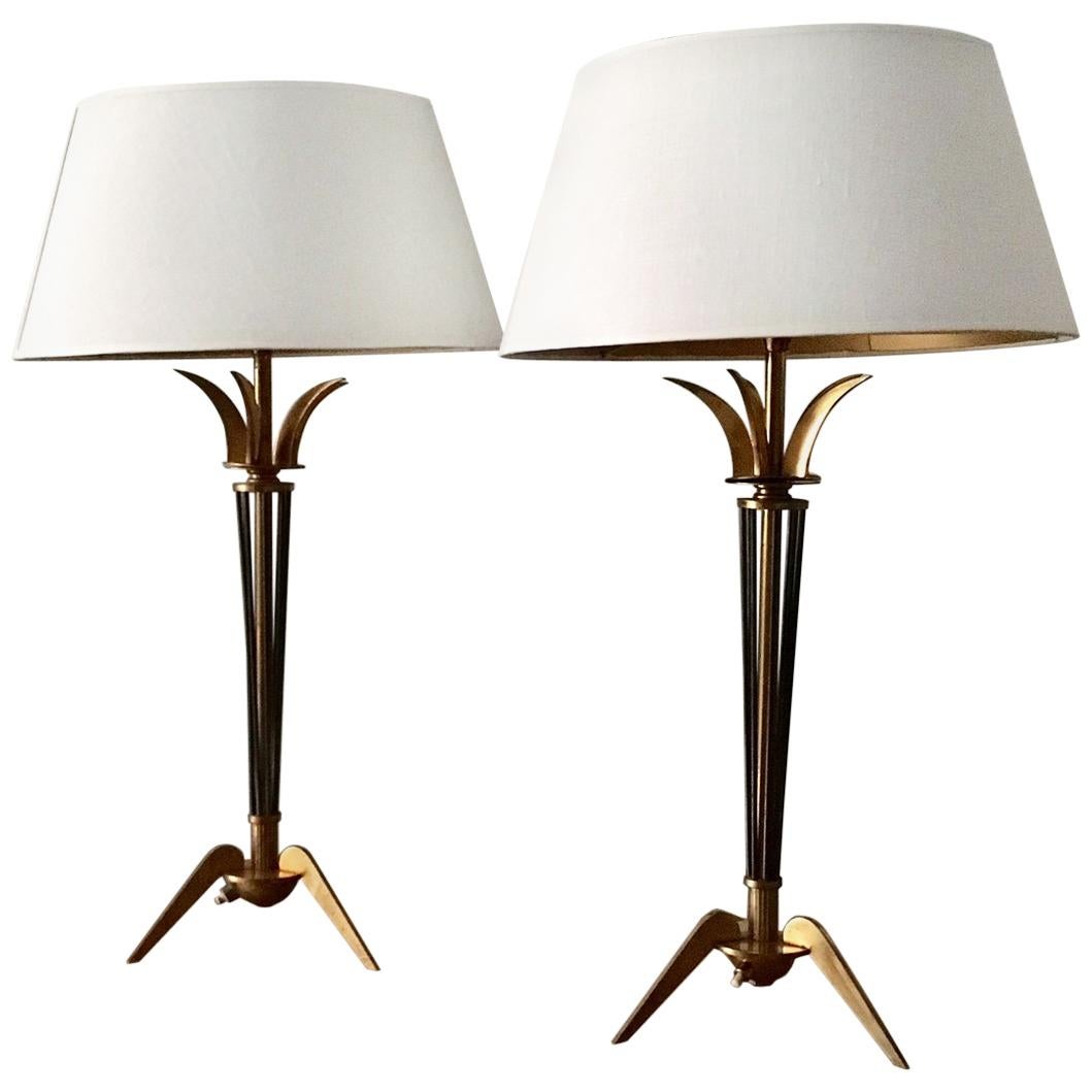 Pair of 1950 French Table Lamps by Maison Arlus