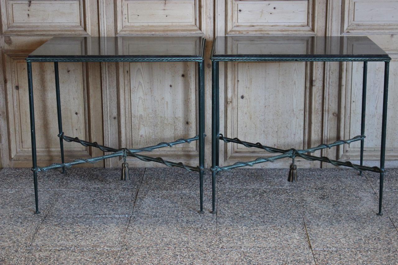 Pair of 1950s-1960s French Bronzed Iron Console or Sofa Tables 3