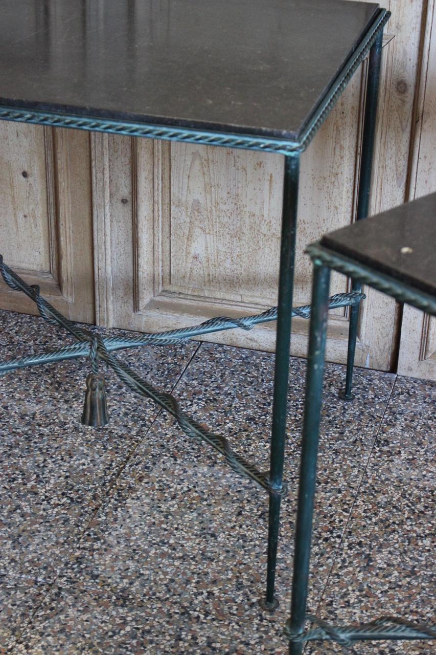 Pair of 1950s-1960s French Bronzed Iron Console or Sofa Tables 5
