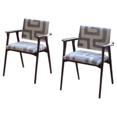 Paire de chaises en bois de rose rembourrées Albini per Knoll des années 1950