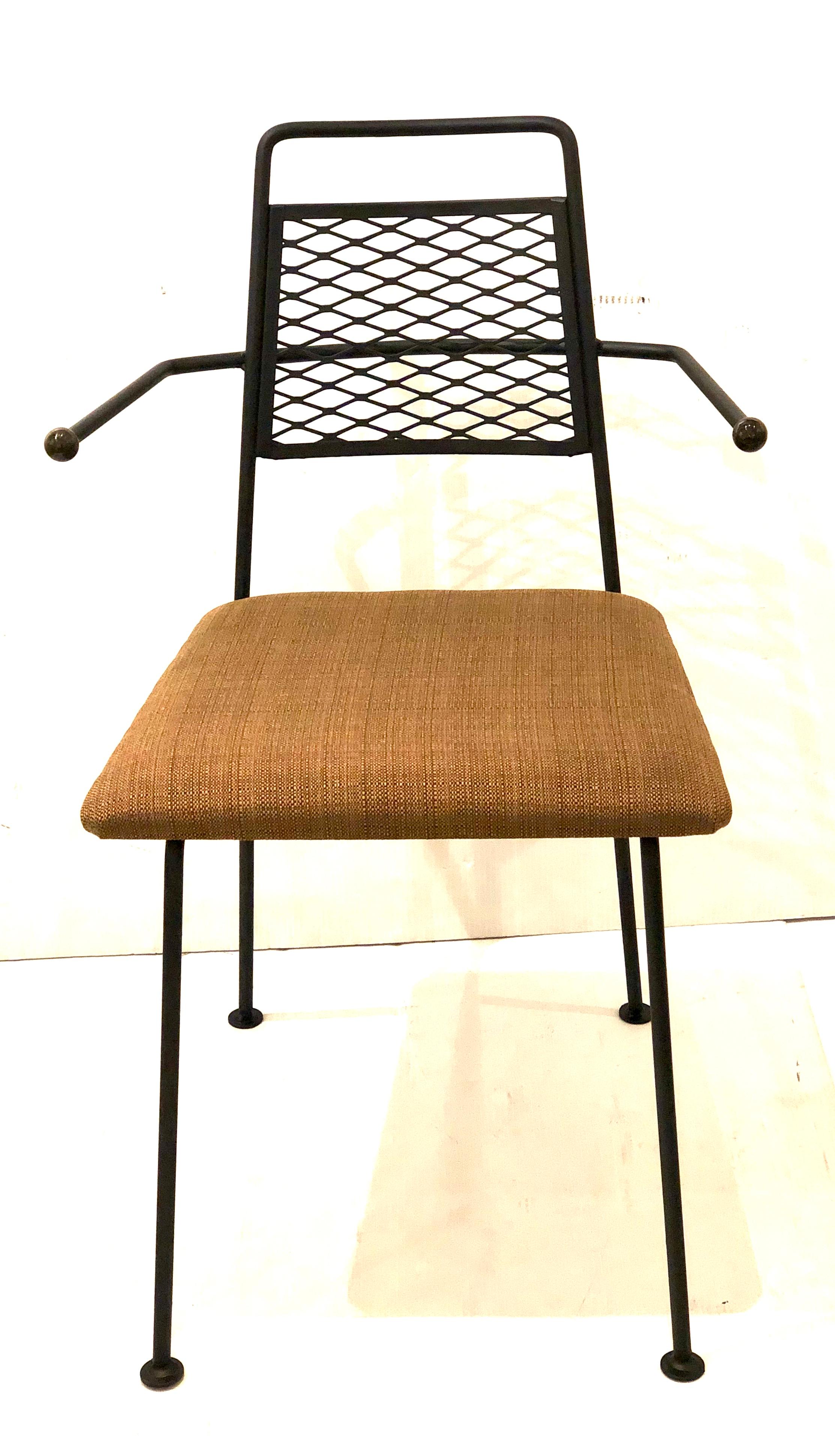 Mid-Century Modern Pair of 1950s American Mid Century Modern Atomic Age Wrought Iron Patio Chairs
