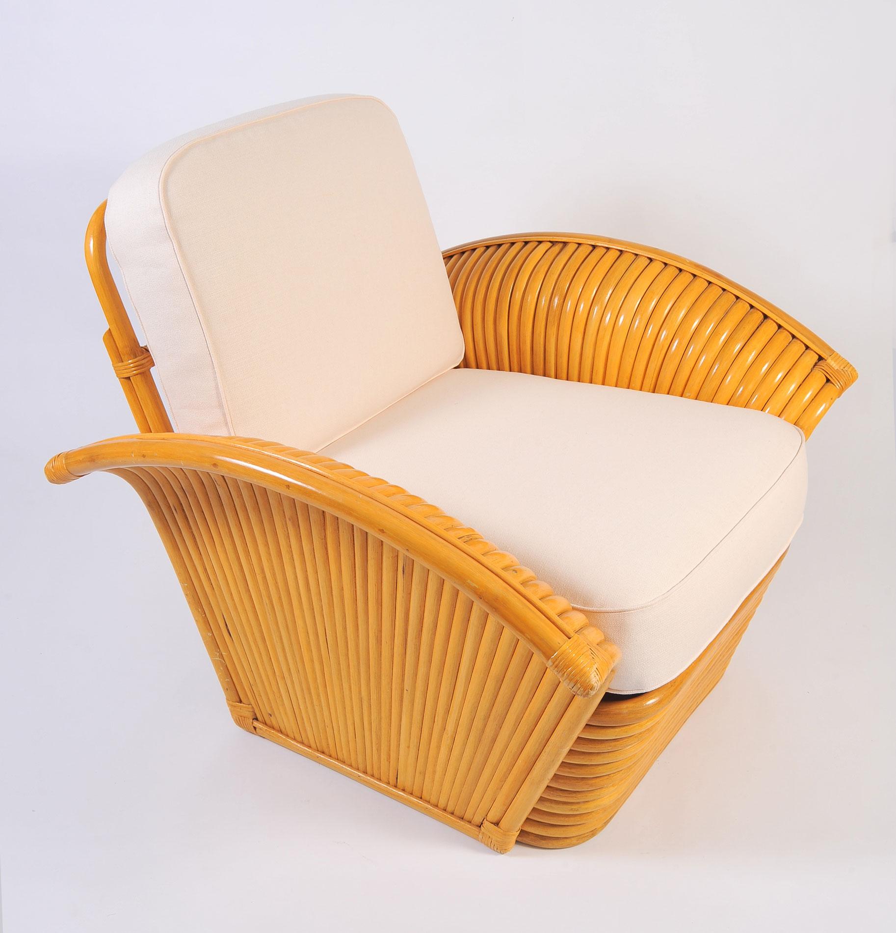 North American Pair of 1950s American Rattan Armchairs