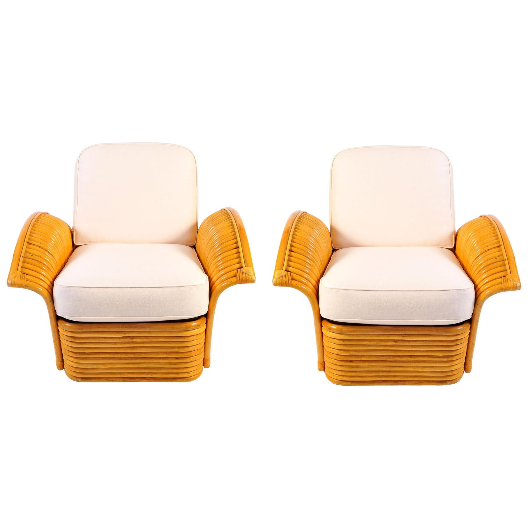 Pair of 1950s American Rattan Armchairs