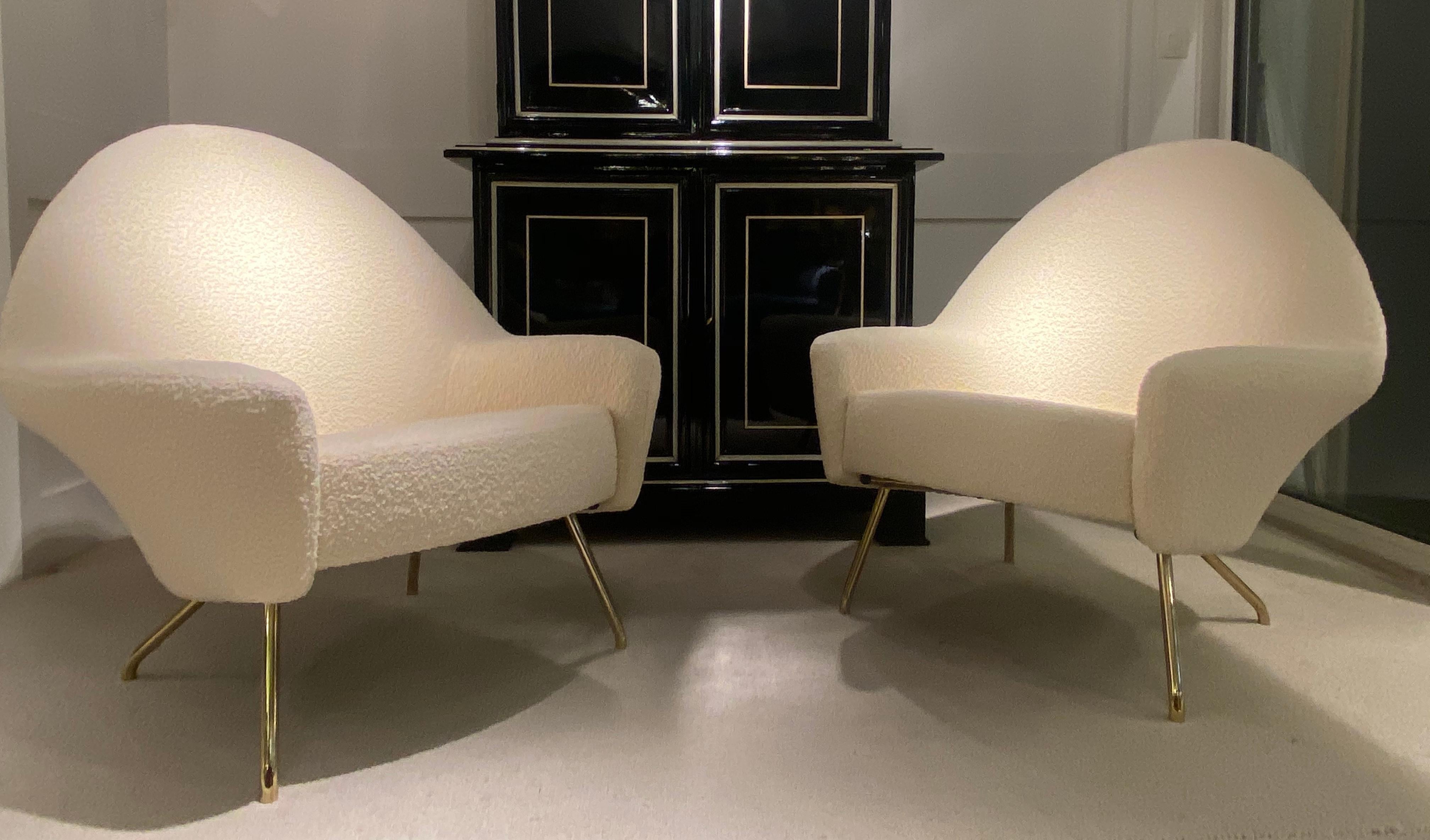Mid-Century Modern Pair of 1950s Armchairs by Joseph Andre Motte