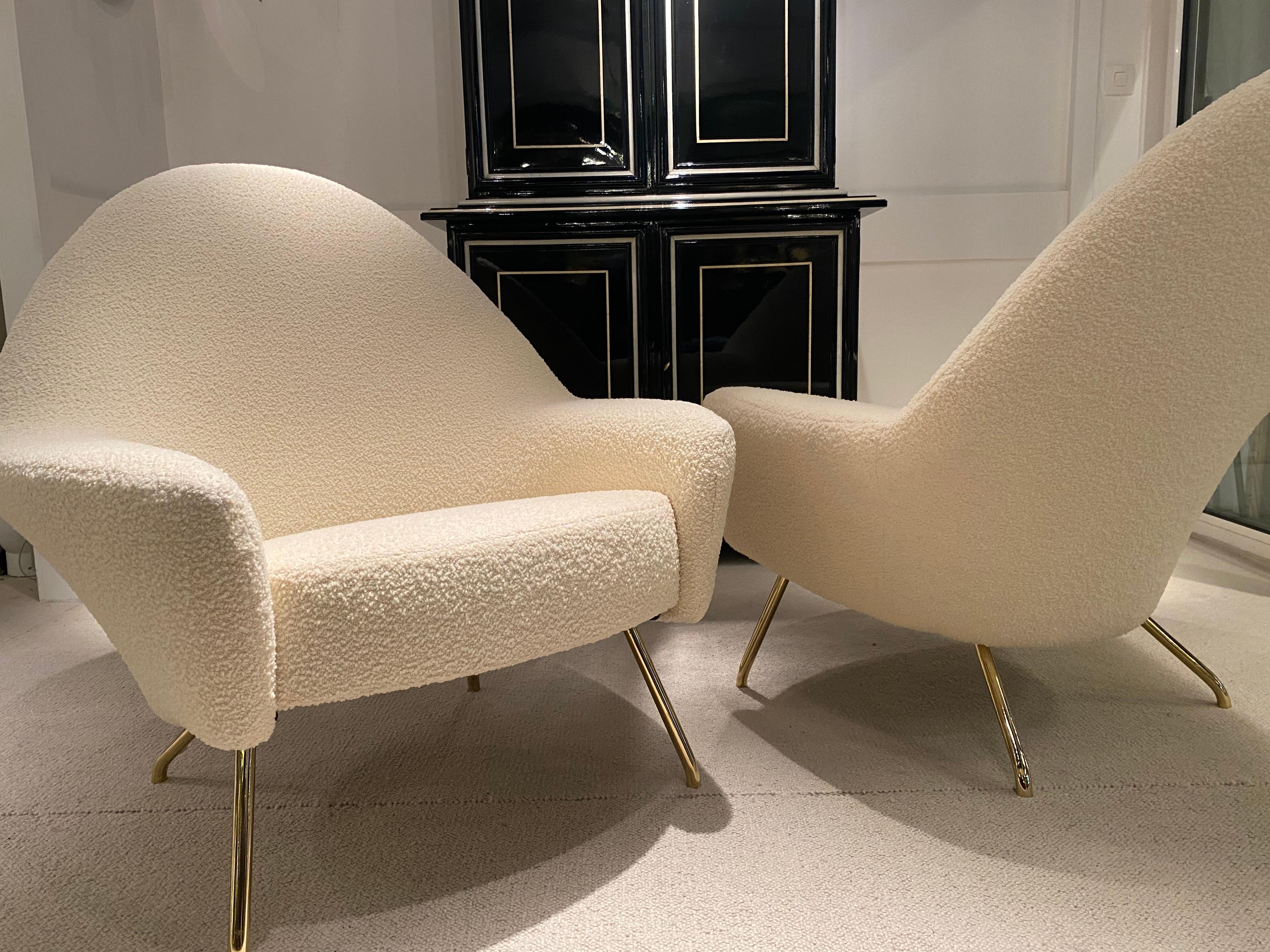 Pair of 1950s Armchairs by Joseph Andre Motte In Excellent Condition In Saint-Ouen, FR