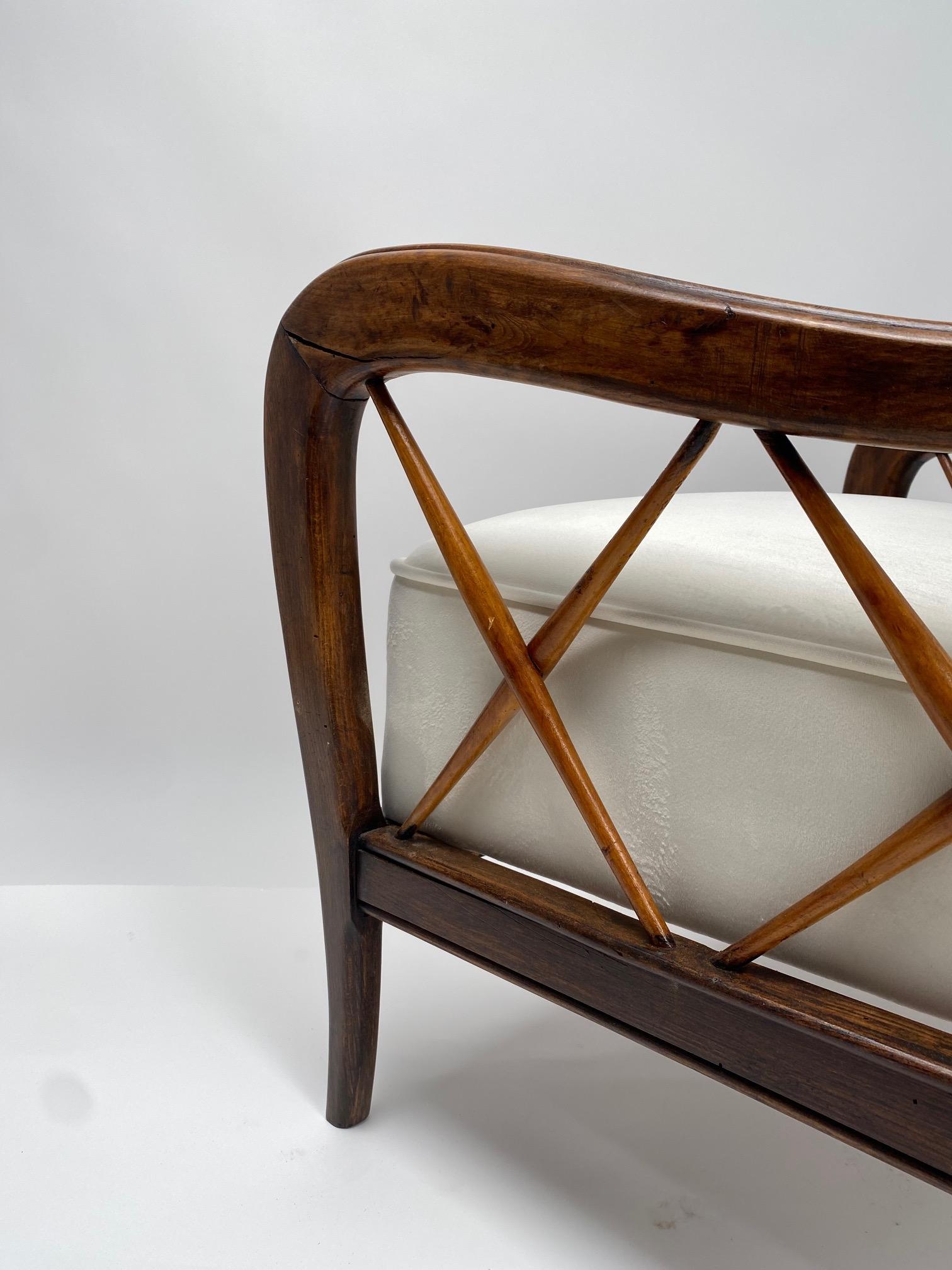 Paar Sessel im Stil von Paolo Buffa aus den 1950er Jahren, Italien, 1950er Jahre 2