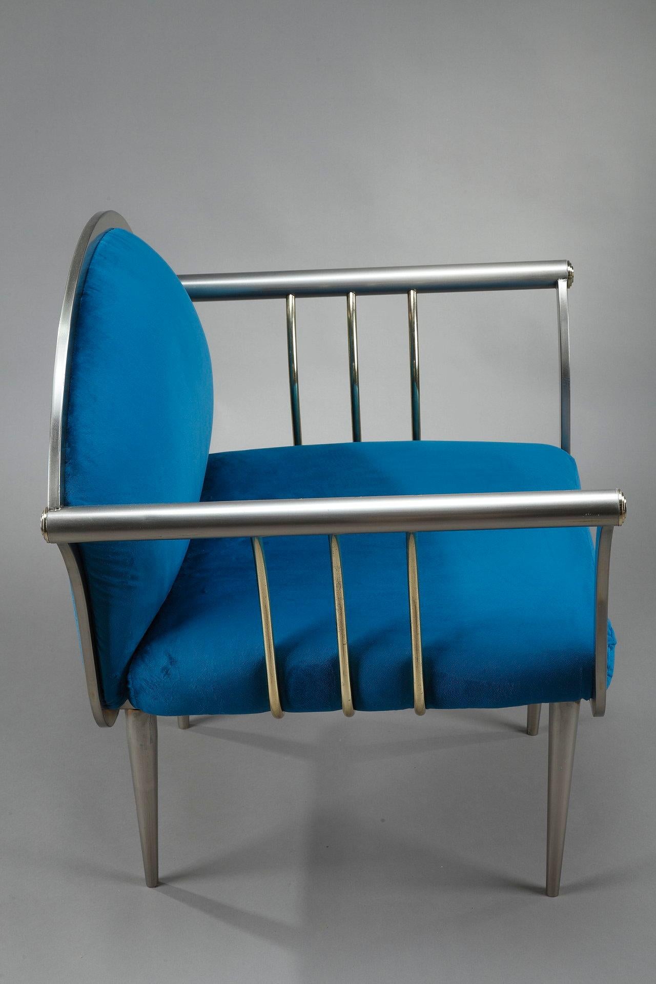 Steel Pair of 1950s Armchairs