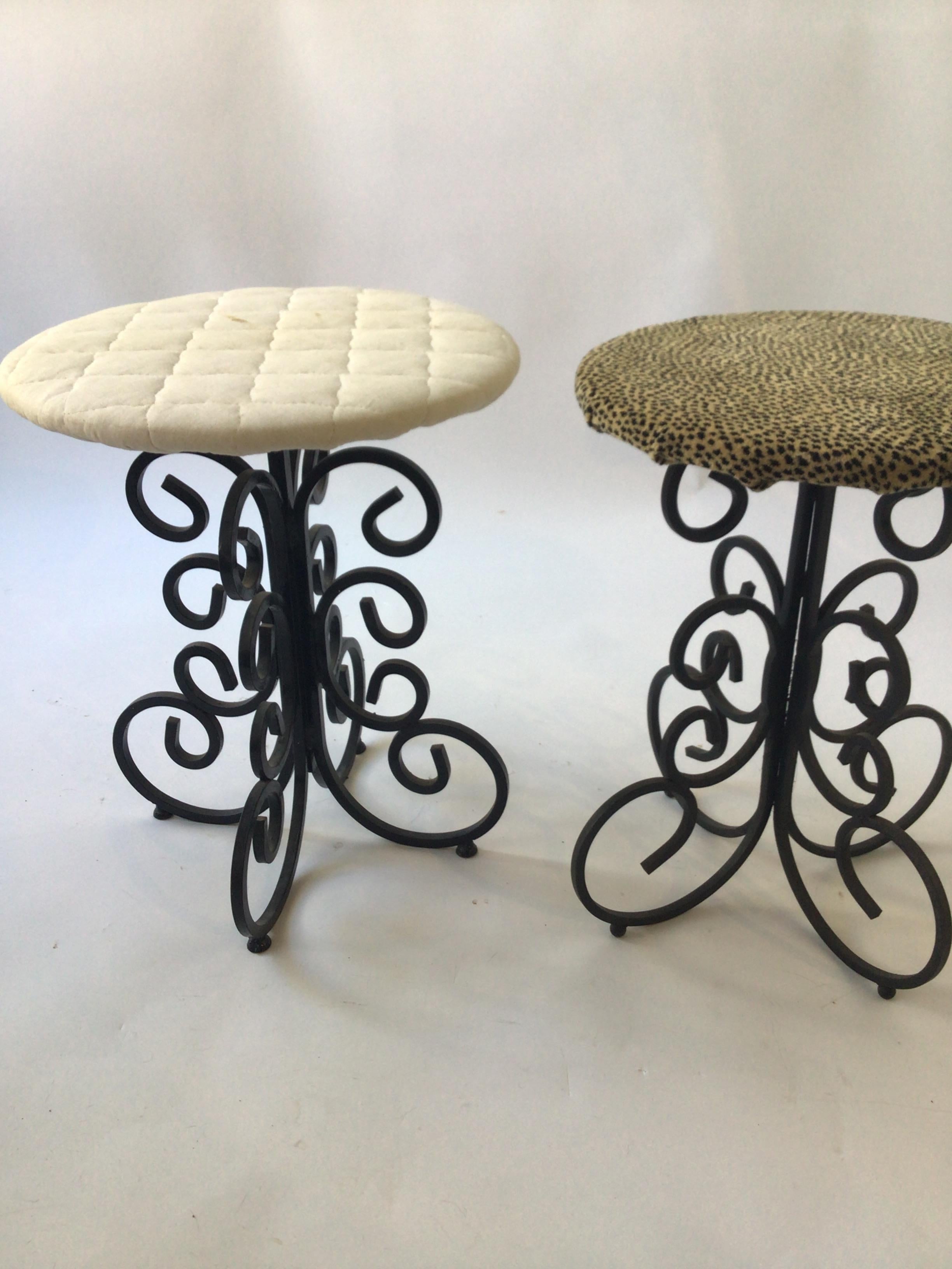 Pair of 1950s Arthur Umanoff Iron Footstools In Good Condition For Sale In Tarrytown, NY