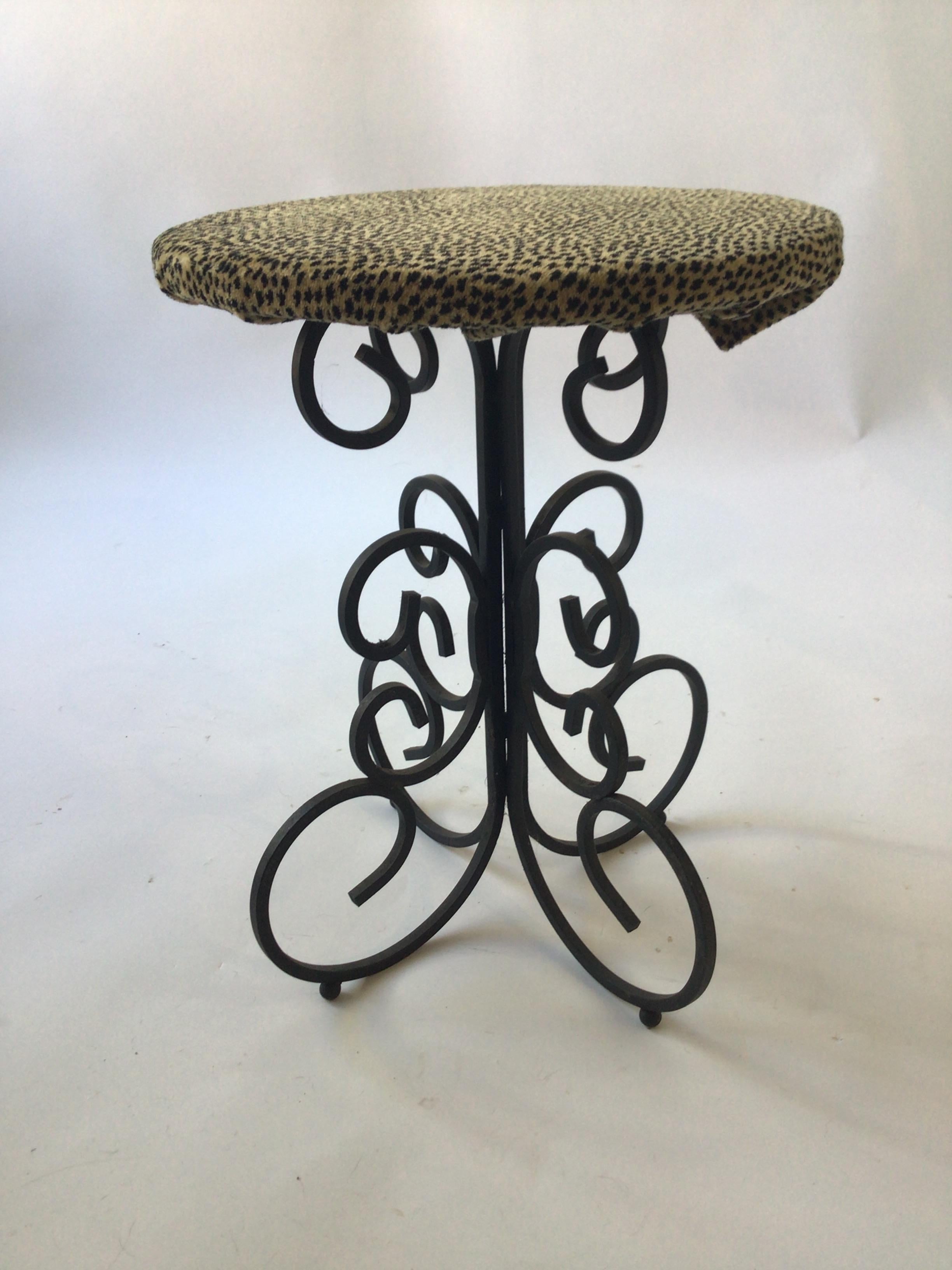 Pair of 1950s Arthur Umanoff Iron Footstools For Sale 2