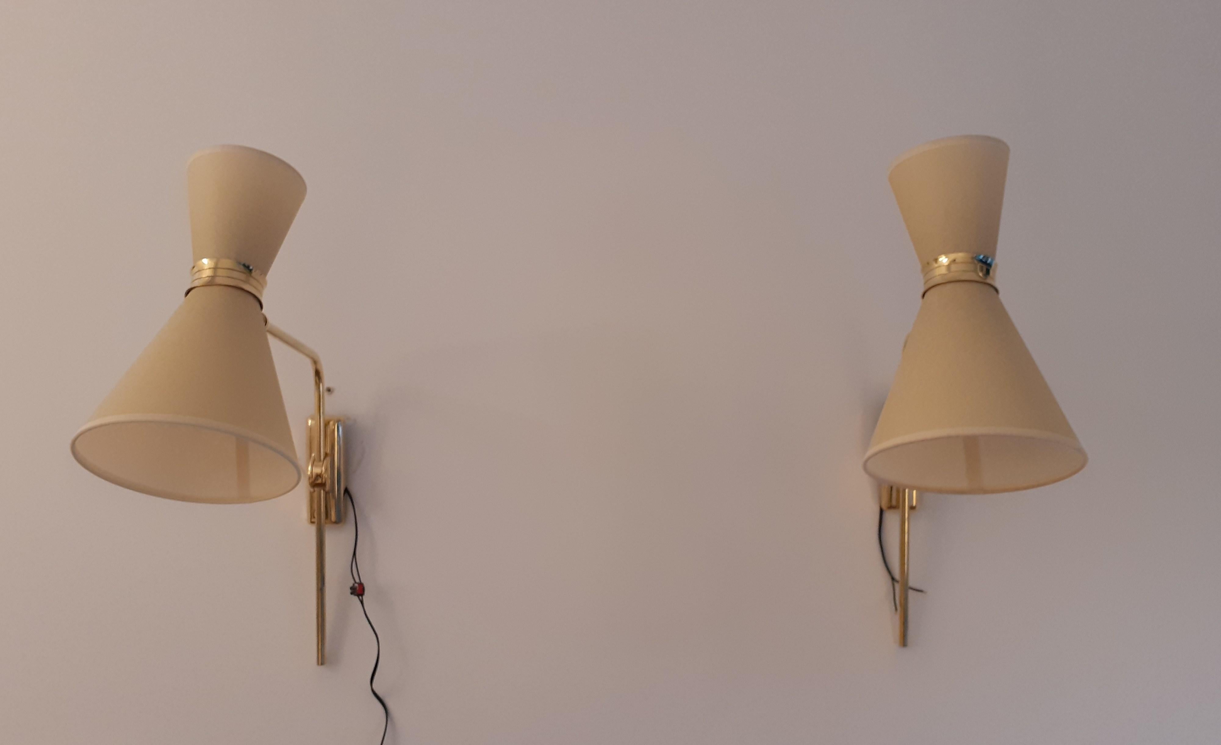 Pair of 1950s Articulated Wall Lights by Maison Lunel 9