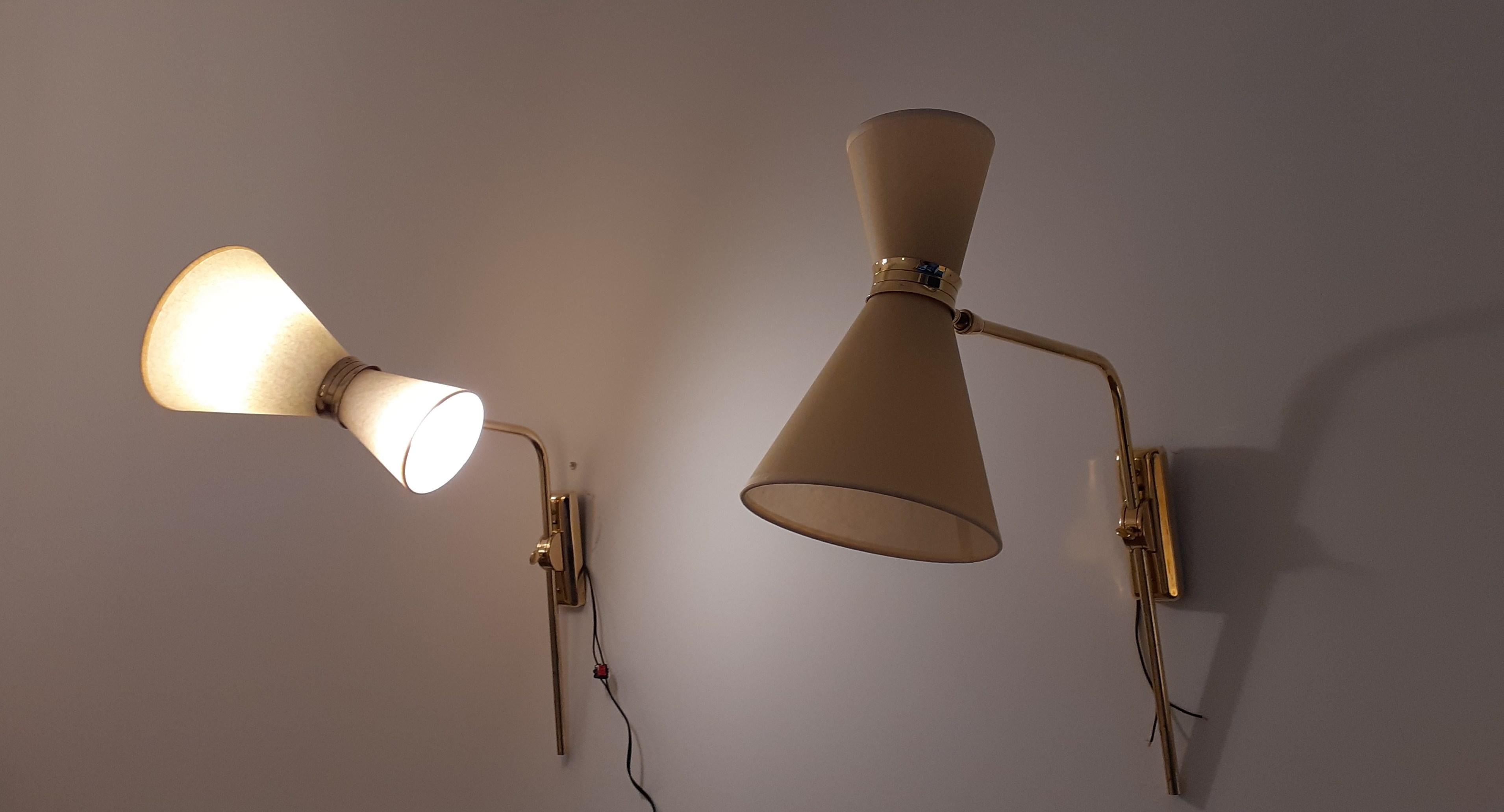 Pair of 1950s Articulated Wall Lights by Maison Lunel 12