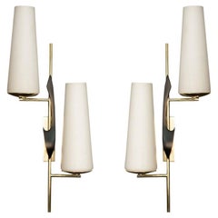 Pair of 1950s Asymmetrical Sconces by Maison Arlus