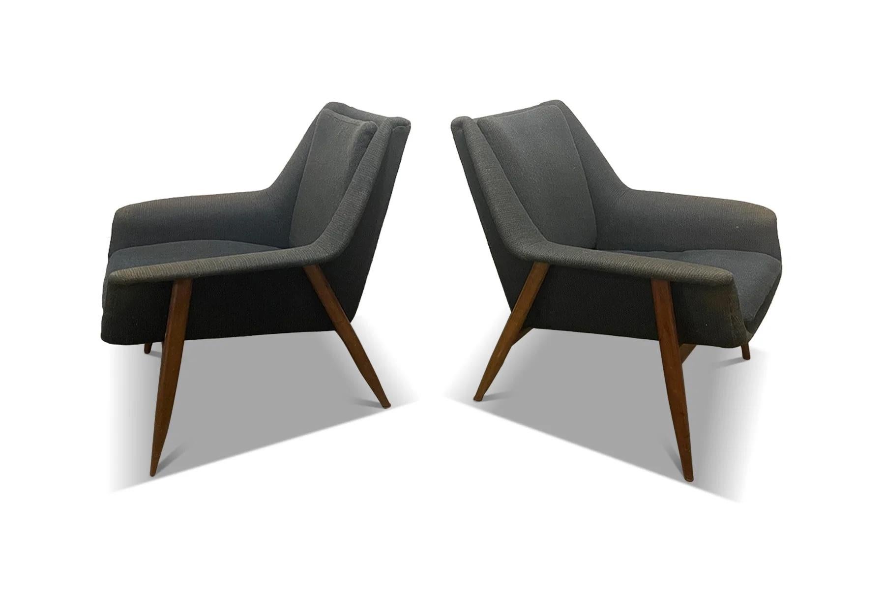 Pair of 1950s atomic lounge chairs + sofa in the manner of folke ohlsson For Sale 4