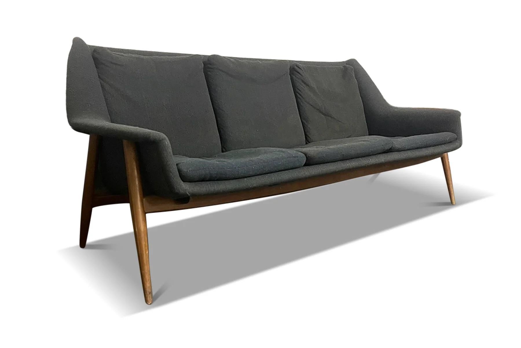 Pair of 1950s atomic lounge chairs + sofa in the manner of folke ohlsson For Sale 7