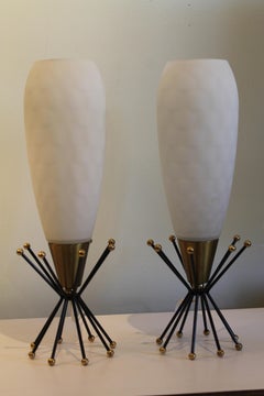 Pair of 1950s Atomic Sputnik Lamps