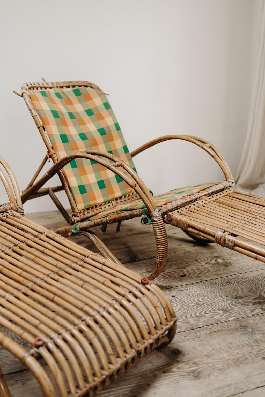 Paar Bambus-Stühle aus den 1950er Jahren  im Angebot 8