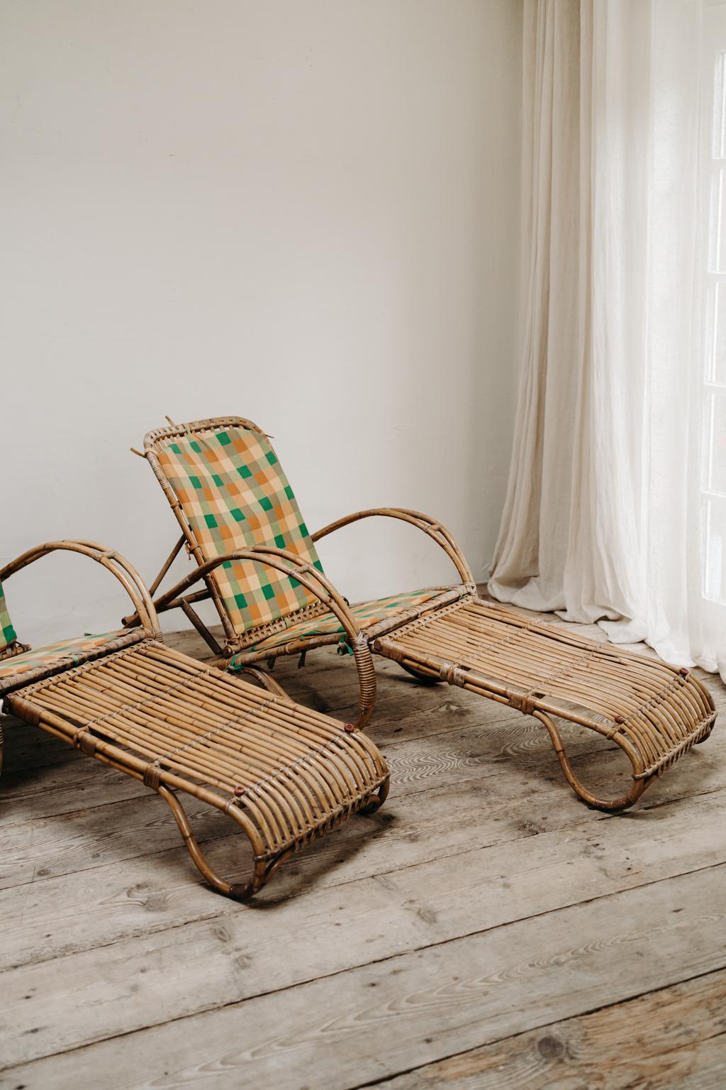 Paire de chaises en bambou des années 1950 Bon état - En vente à Brecht, BE