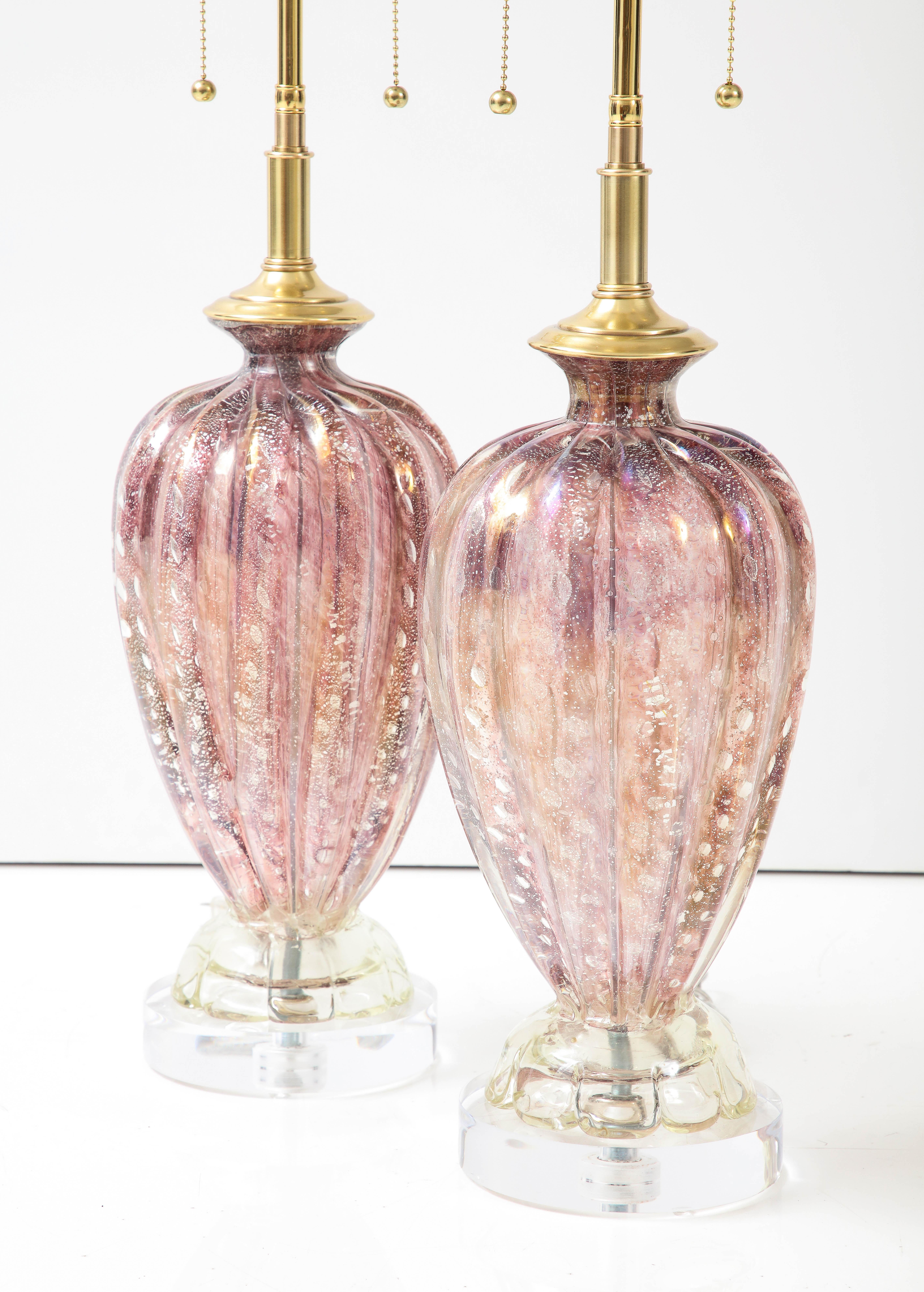 Mid-Century Modern Pair of 1950's Barovier & Toso Murano Glass Lamps
