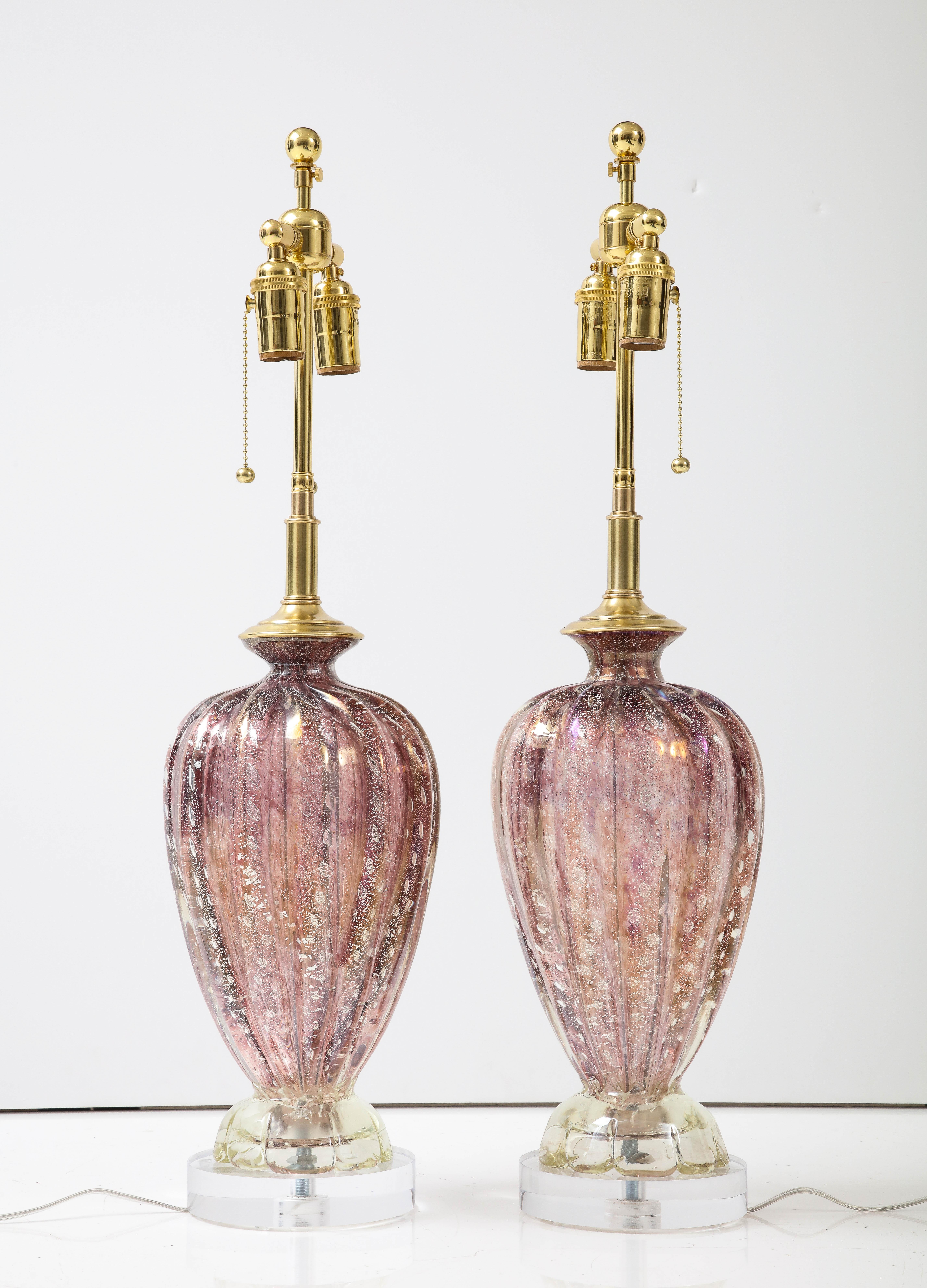 Pair of 1950's Barovier & Toso Murano Glass Lamps 2