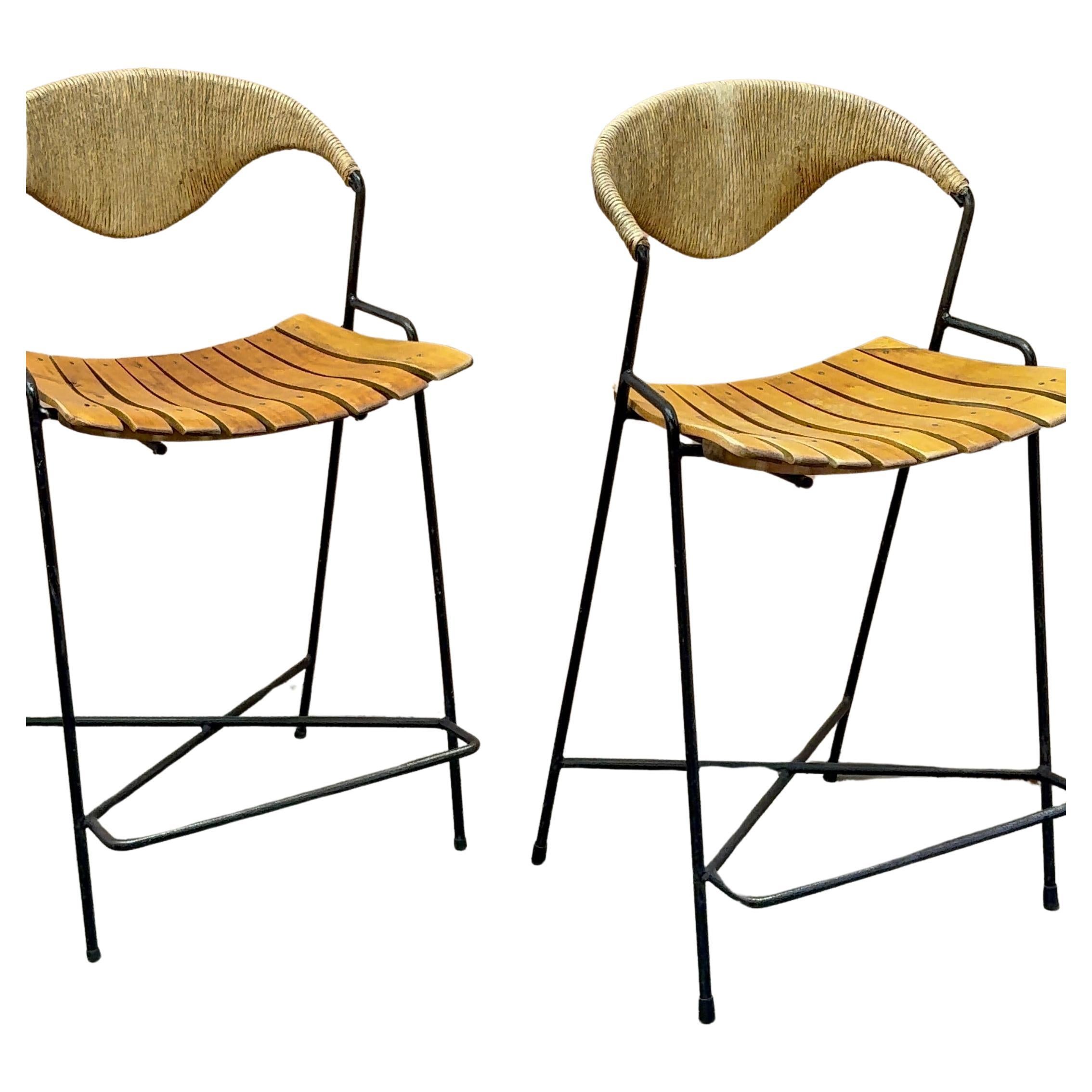 Pair of 1950s Barstools by Arthur Umanoff For Sale