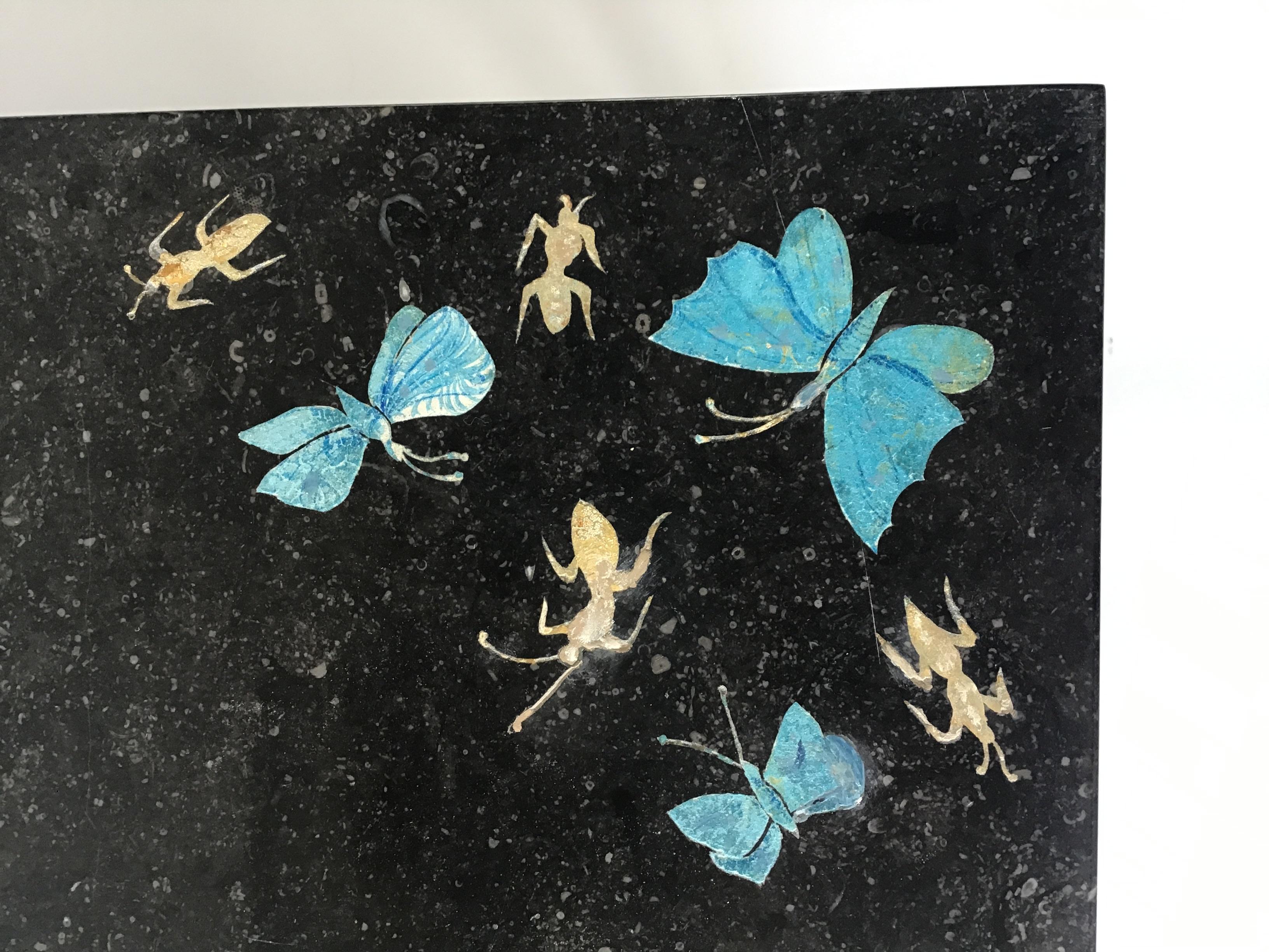 Pair of 1950s Bartolucci Arts Marble Butterfly and Cricket Side Tables For Sale 2