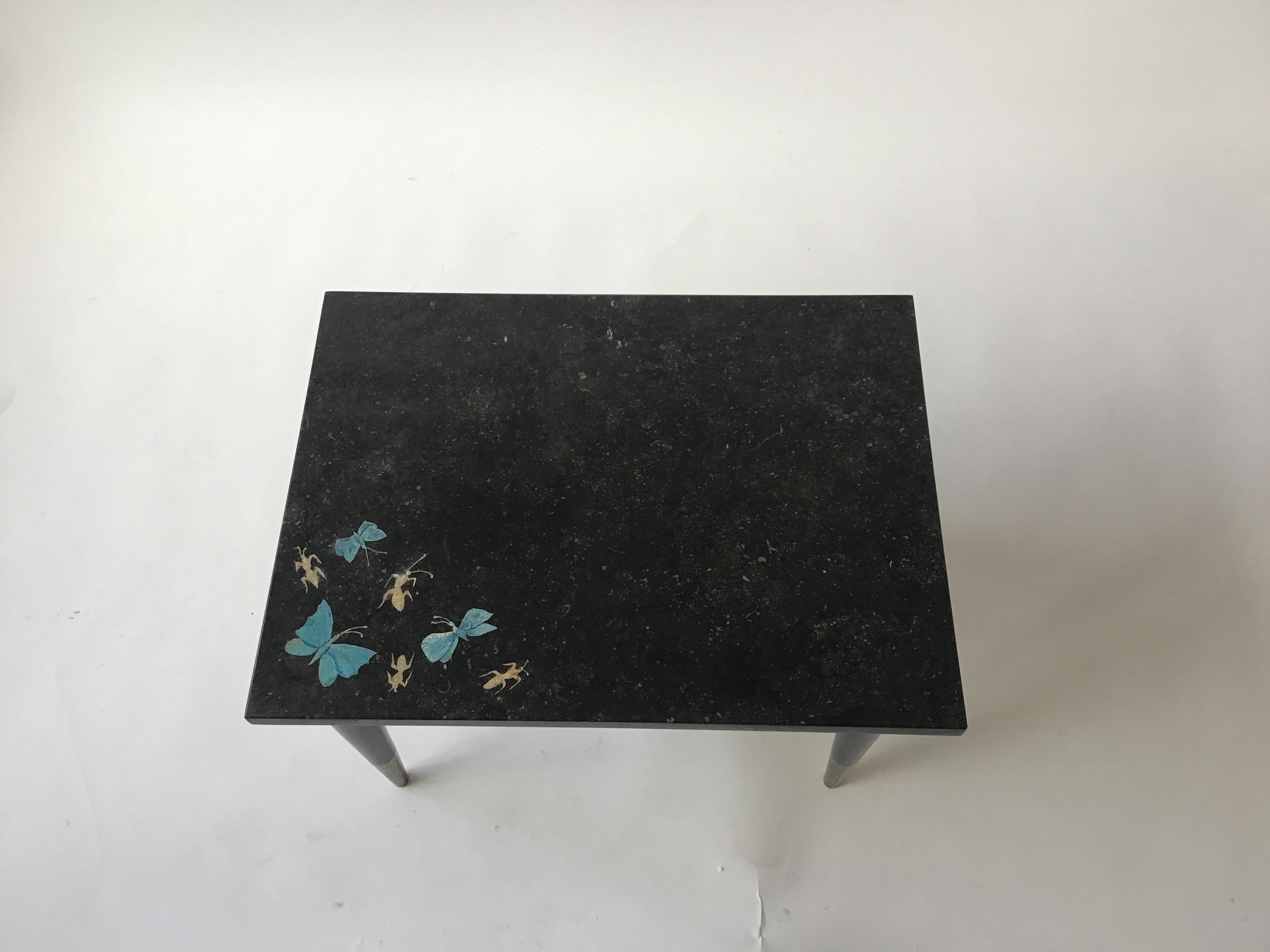 Pair of 1950s Bartolucci Arts Marble Butterfly and Cricket Side Tables For Sale 5