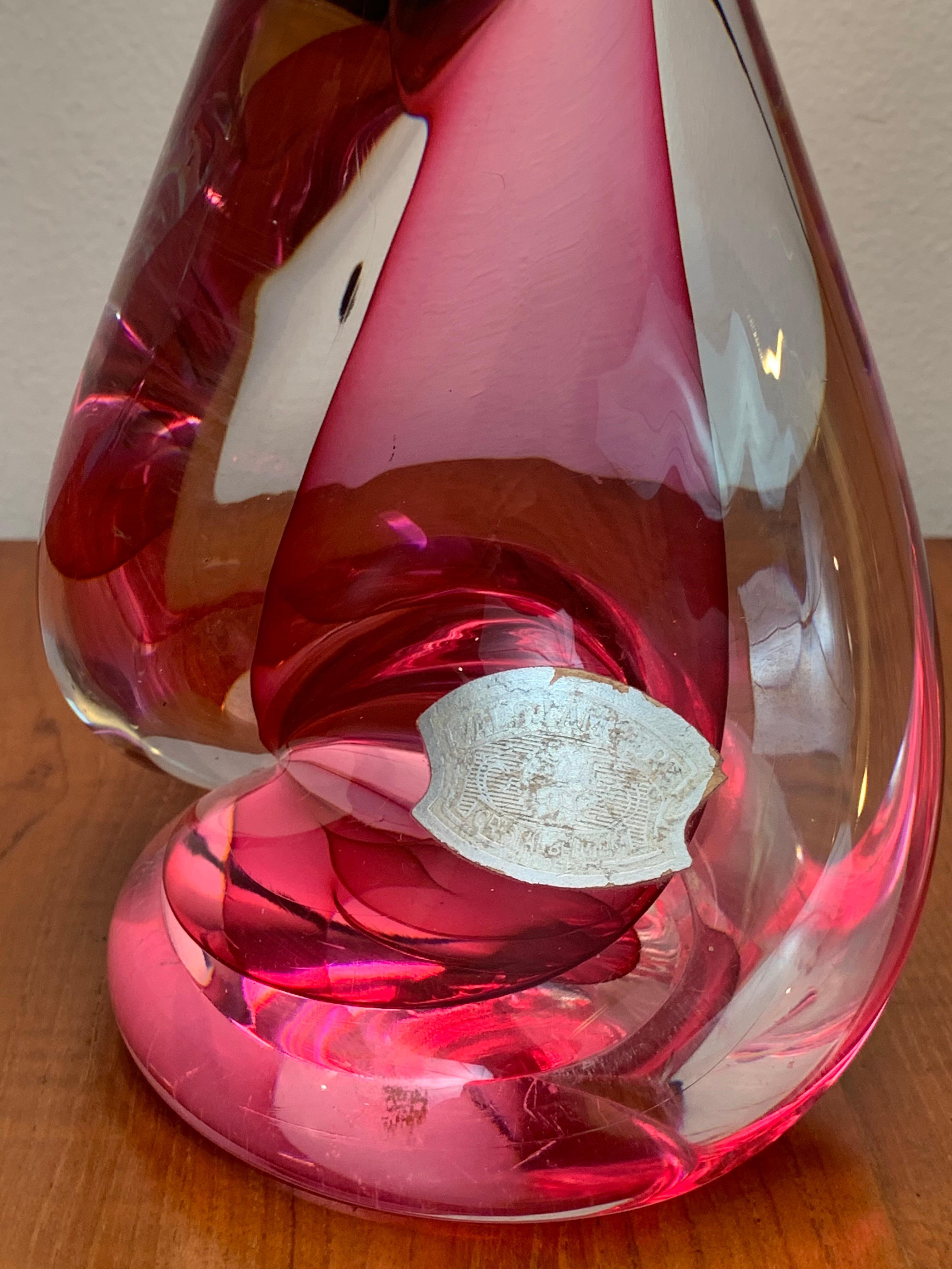 Pair of 1950s Belgium Val St Lambert Crystal Pink Table Lamp Bases inc Shades 4