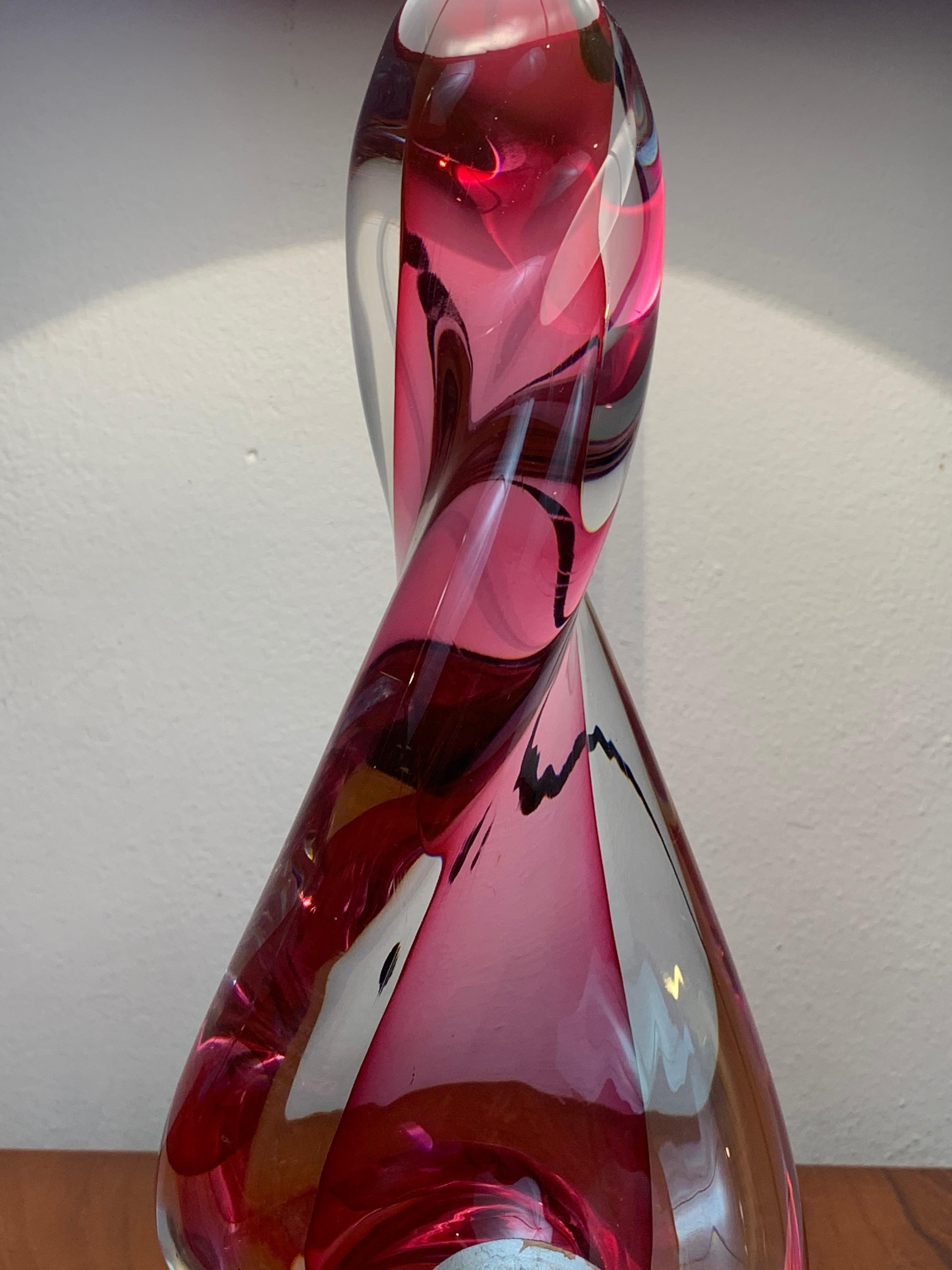 Pair of 1950s Belgium Val St Lambert Crystal Pink Table Lamp Bases inc Shades 5