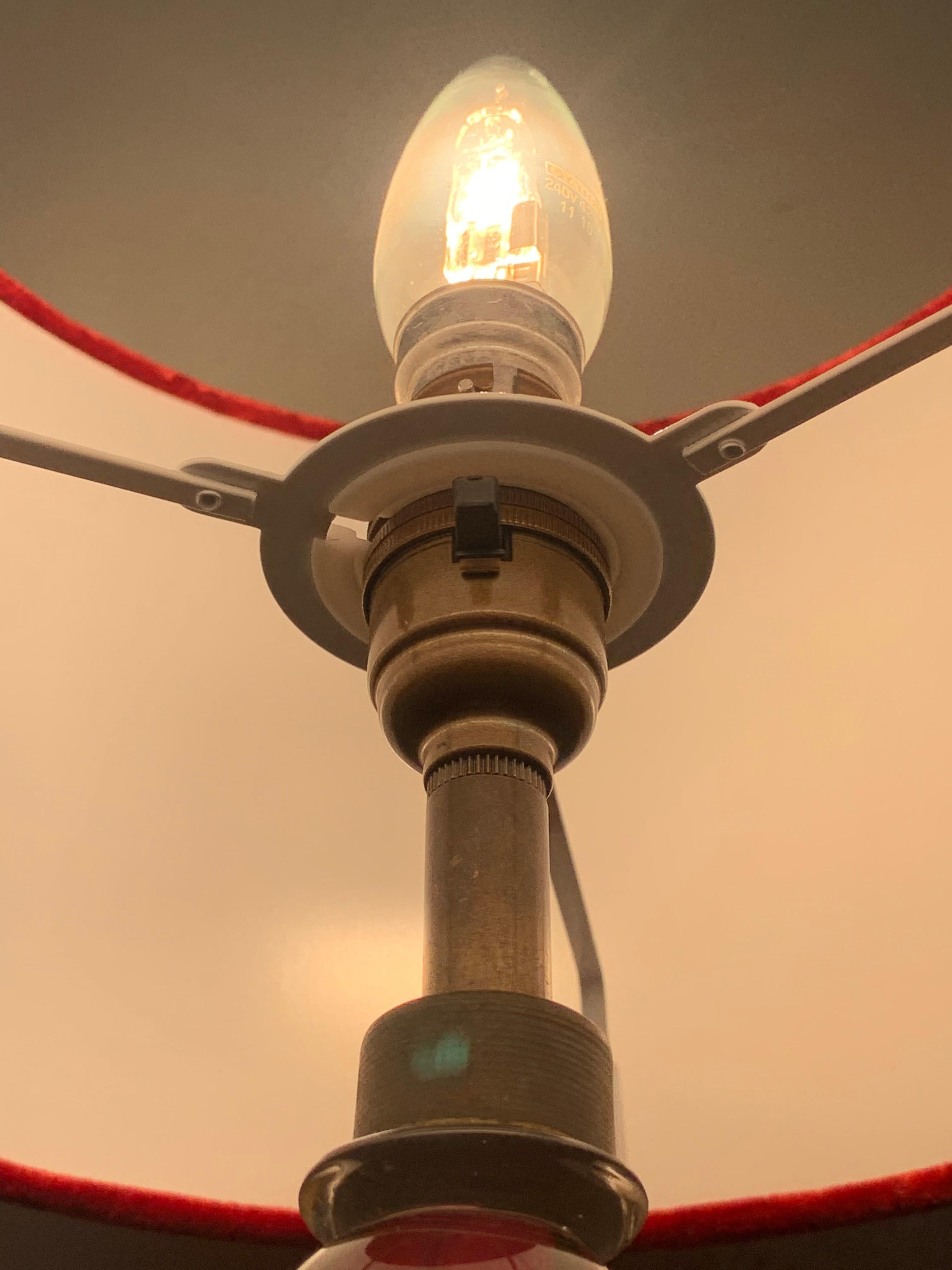 Pair of 1950s Belgium Val St Lambert Crystal Pink Table Lamp Bases inc Shades 7